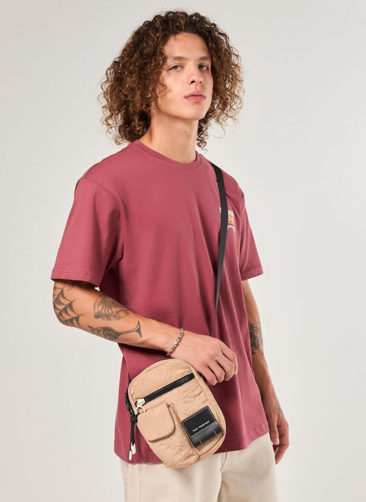 Vista 2 Bolsa Shoulder Bag Texturizada Areia Youcom bege