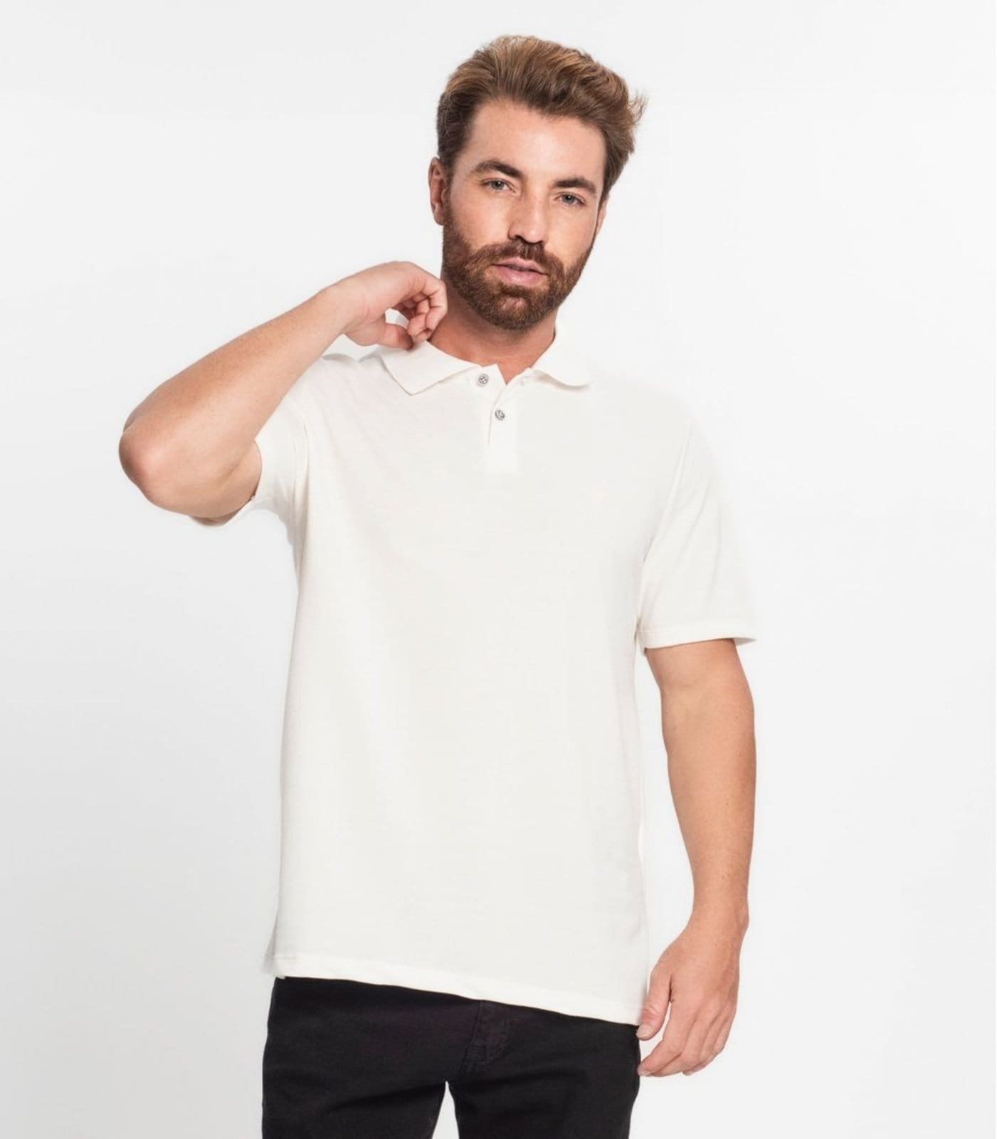 Vista principal Camisa Polo Básica Masculina Diametro Diametro basicos bege