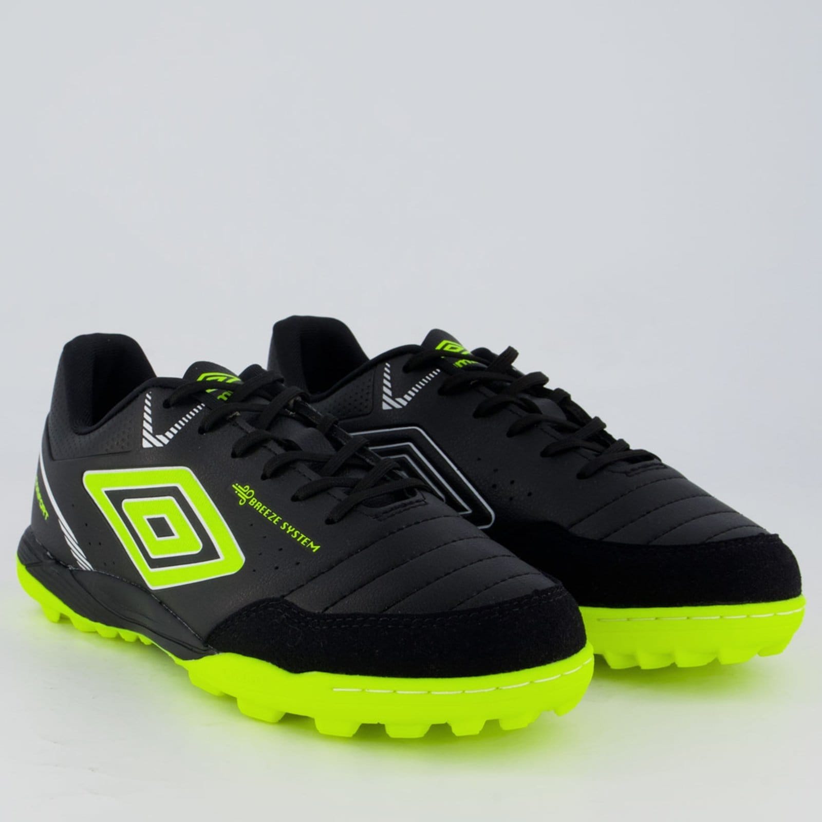 Vista 2 Chuteira Umbro Neo-Confort Society Preta e Amarela Umbro preto