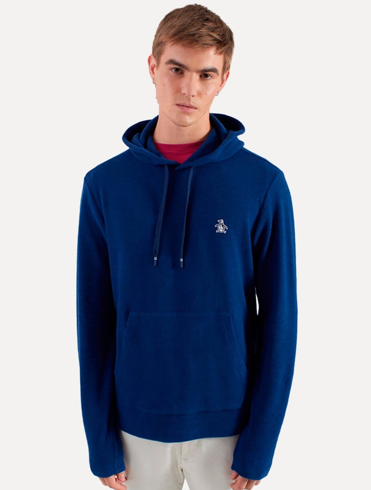Moletom Original Penguin Masculino Capuz Textura Azul Escuro Mescla