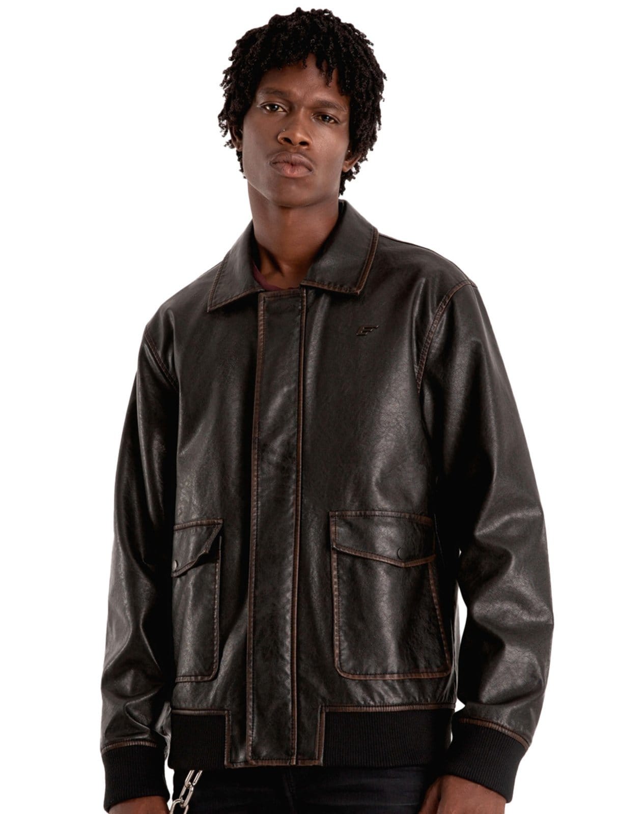 Jaqueta Ellus Masculina PU Washed New Aviator Café