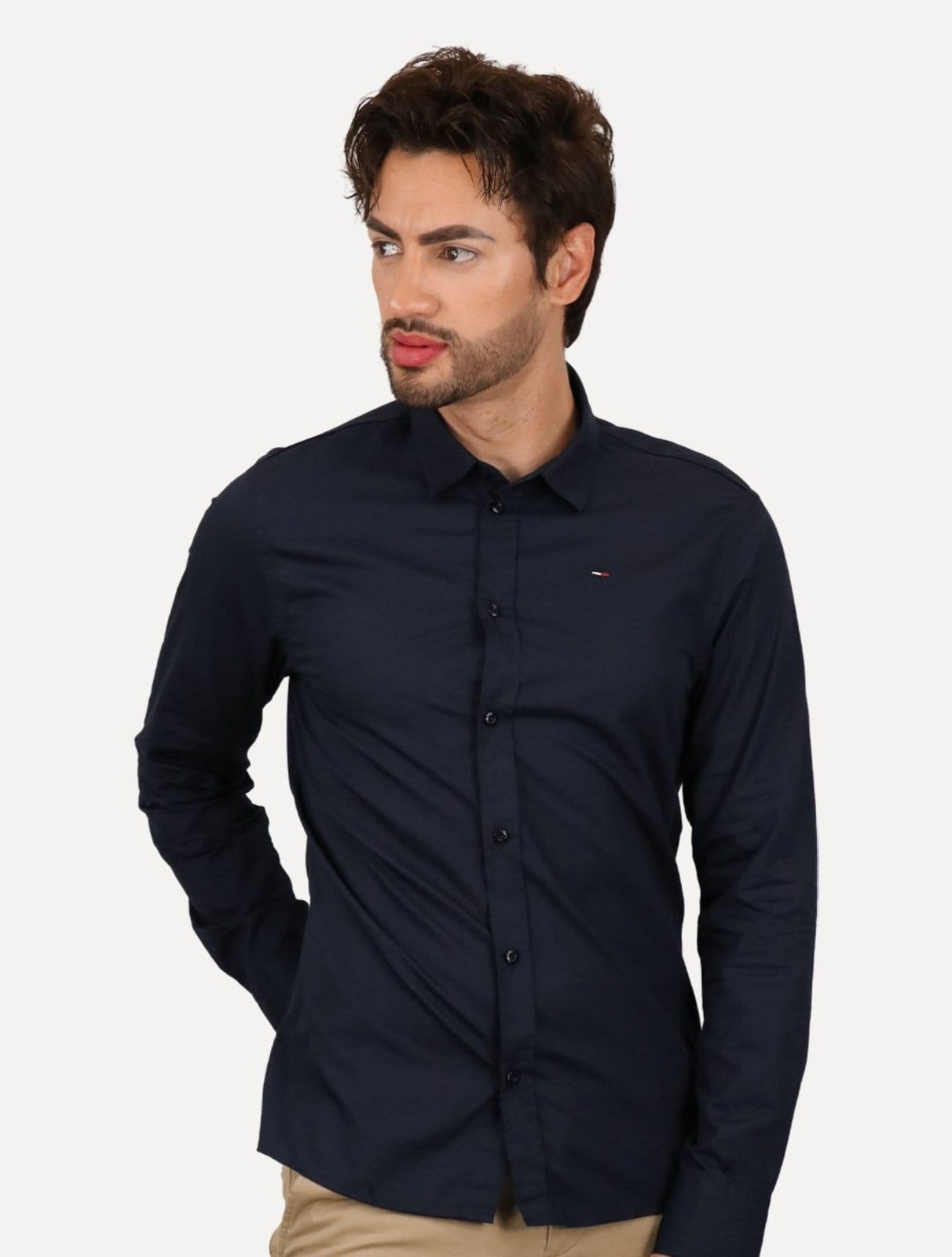 Camisa Tommy Jeans Masculina Slim Original Stretch