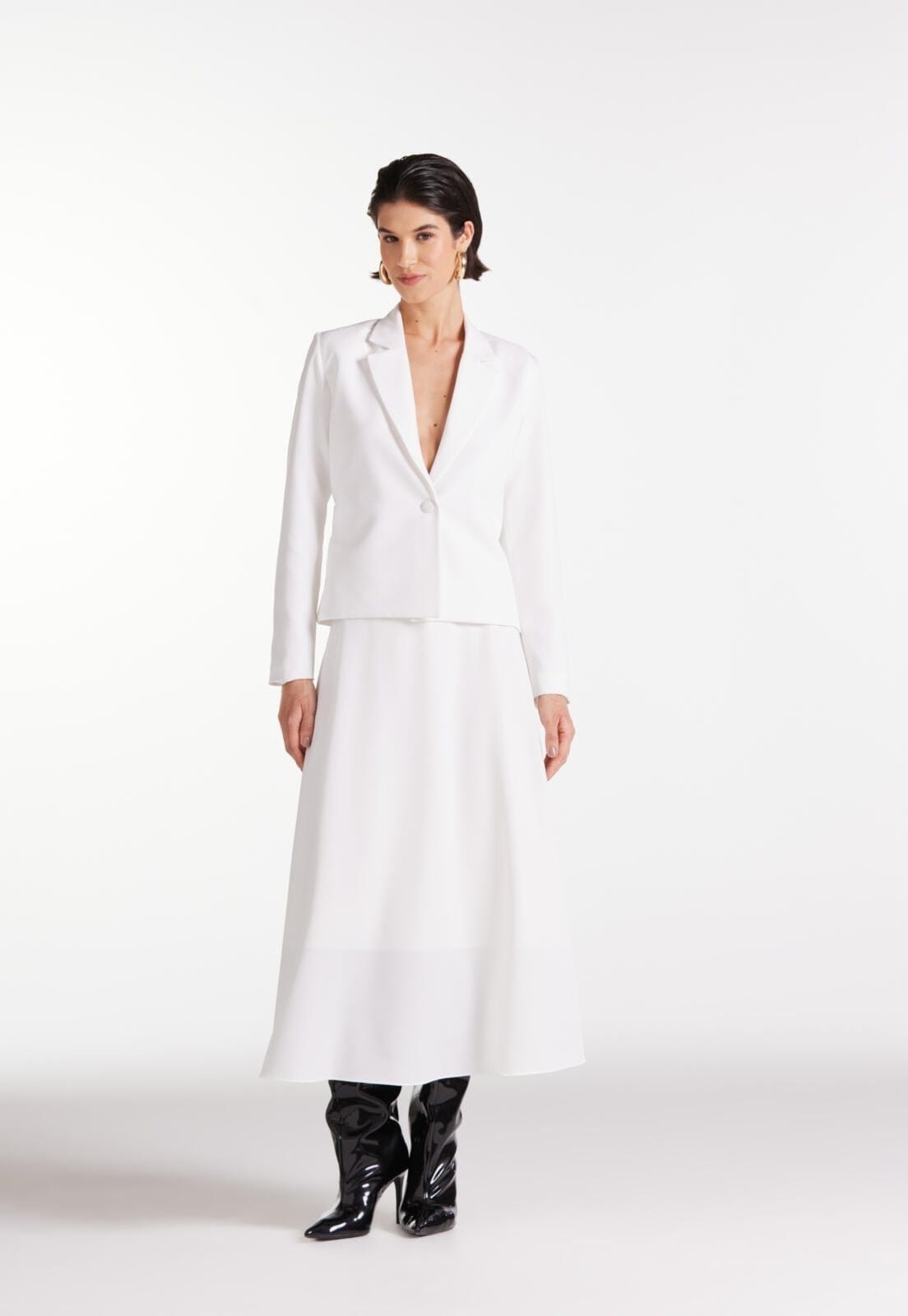 Saia Midi Evasê Traymon Off White