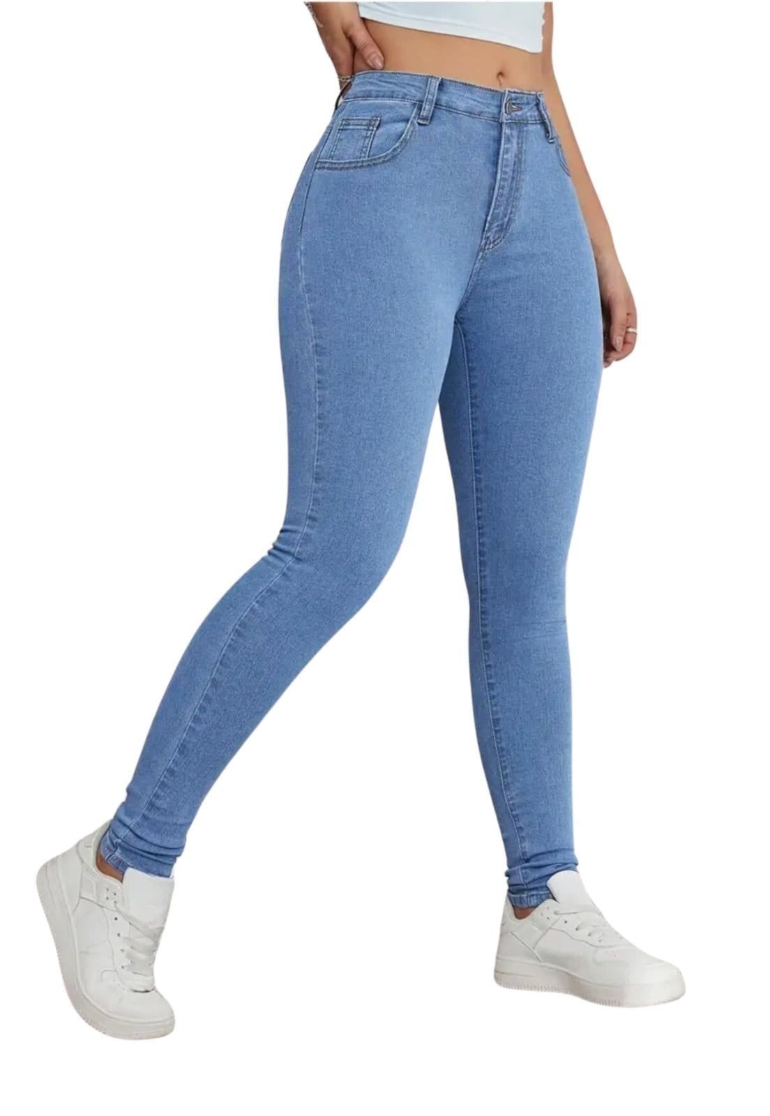 Calça Jeans Feminina Premium Skinny Delave Clara Cintura Alta com Elastano Lavagem Escura Premium