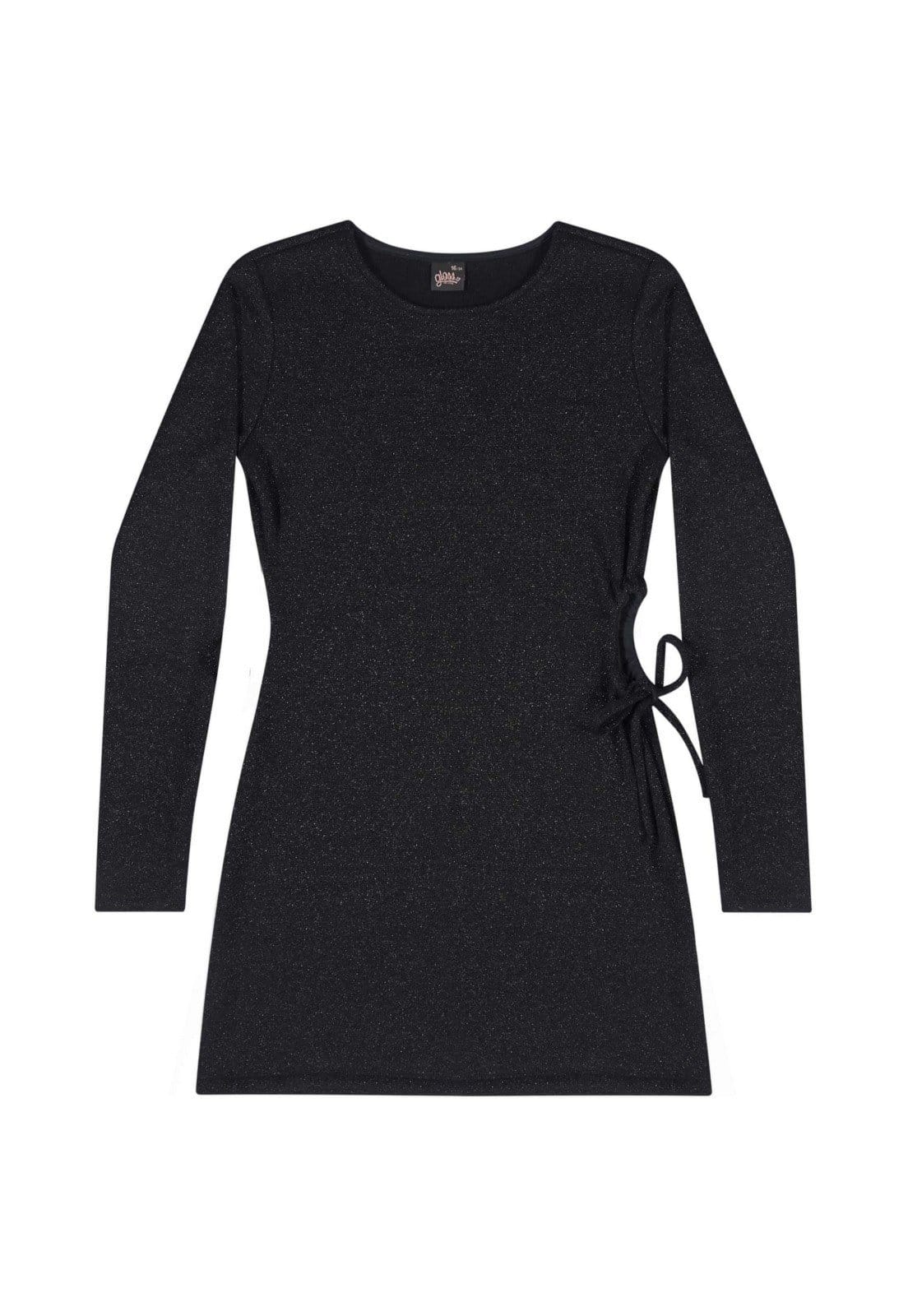 Vista 2 Infantil - Vestido Juvenil em Malha Lurex Gloss Gloss preto