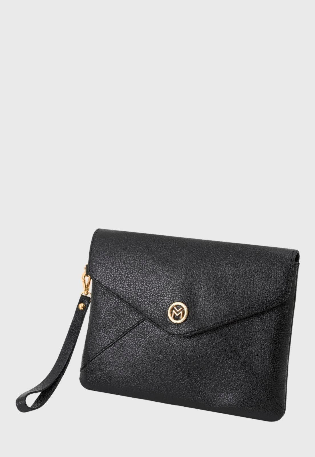 Bolsa Carteira Clutch Couro Mariart Luciana Preta