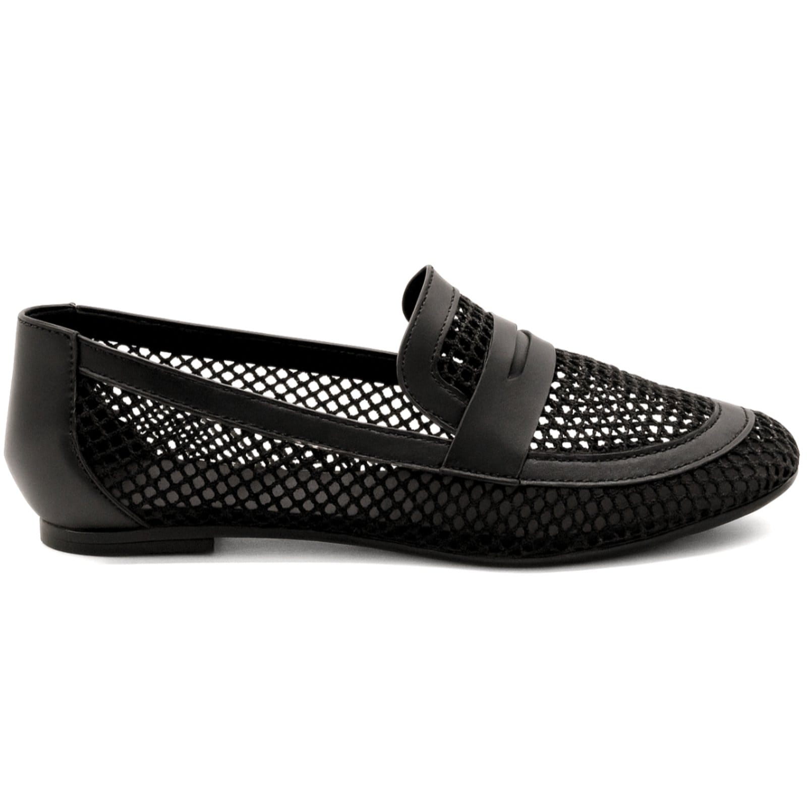 Vista 2 Mocassim Feminino Em Redinha Vazado Sapato Fechado Loafer Clássico 5403 Flor da Pele preto
