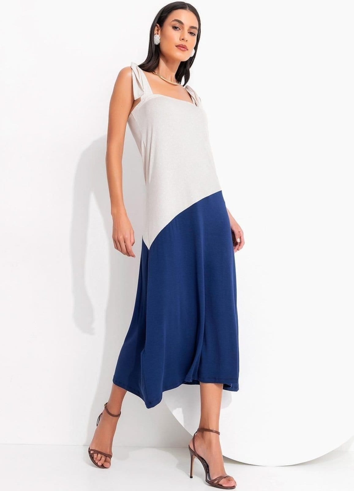 Vestido Off White Em Malha De Viscose