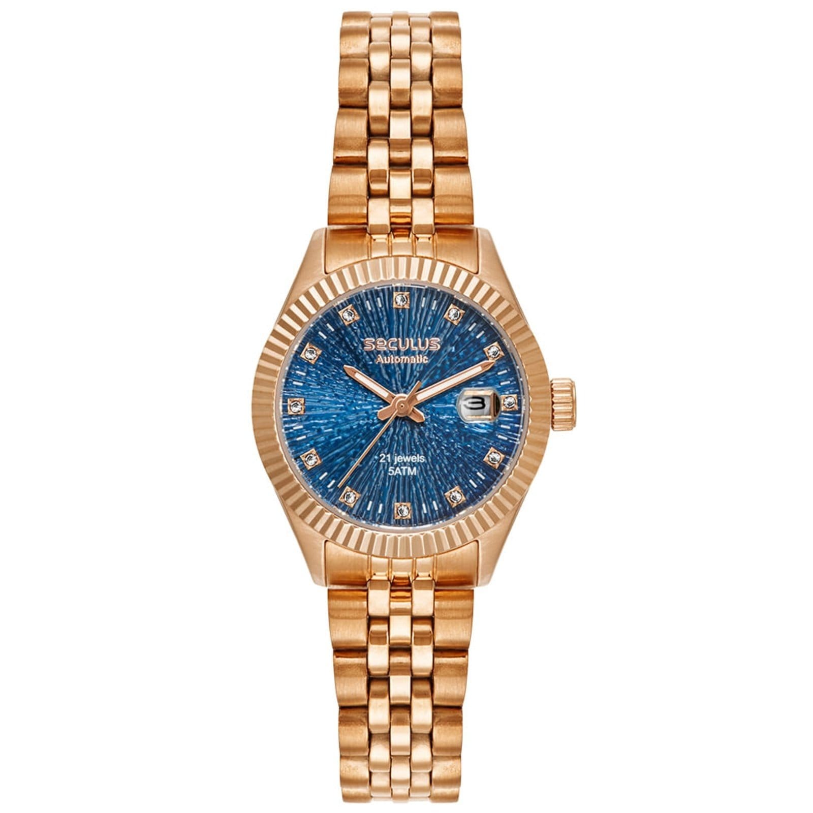 Relógio Feminino Seculus Automático Visor Azul