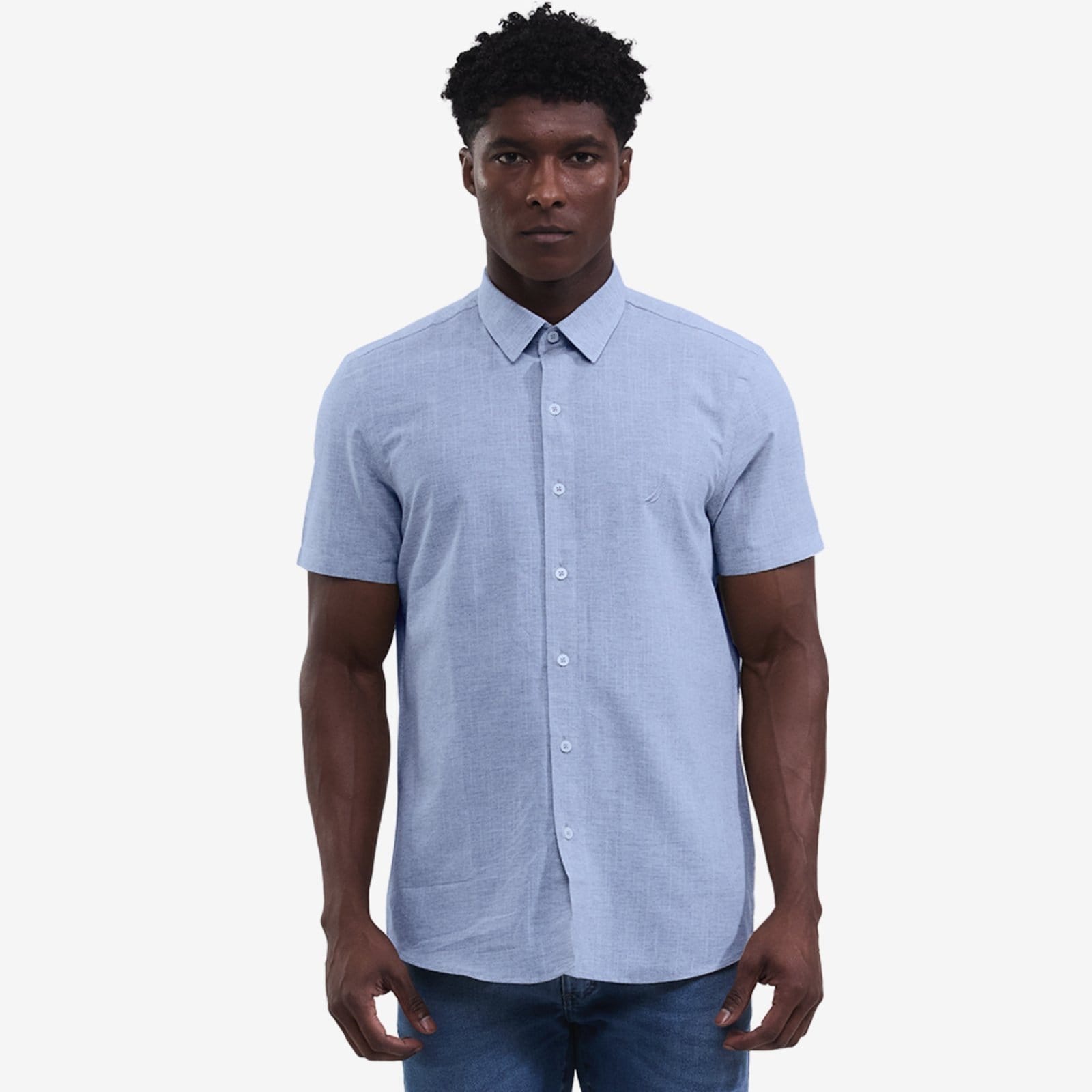 Vista principal Camisa Nautica Manga Curta Fine Claro Nautica azul