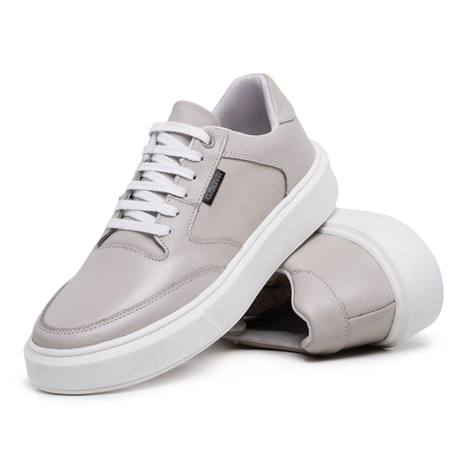 Vista 2 Tenis Sapatenis Lavini Couro Casual Casamento Sola Alta Gelo Lavini Shoes branco