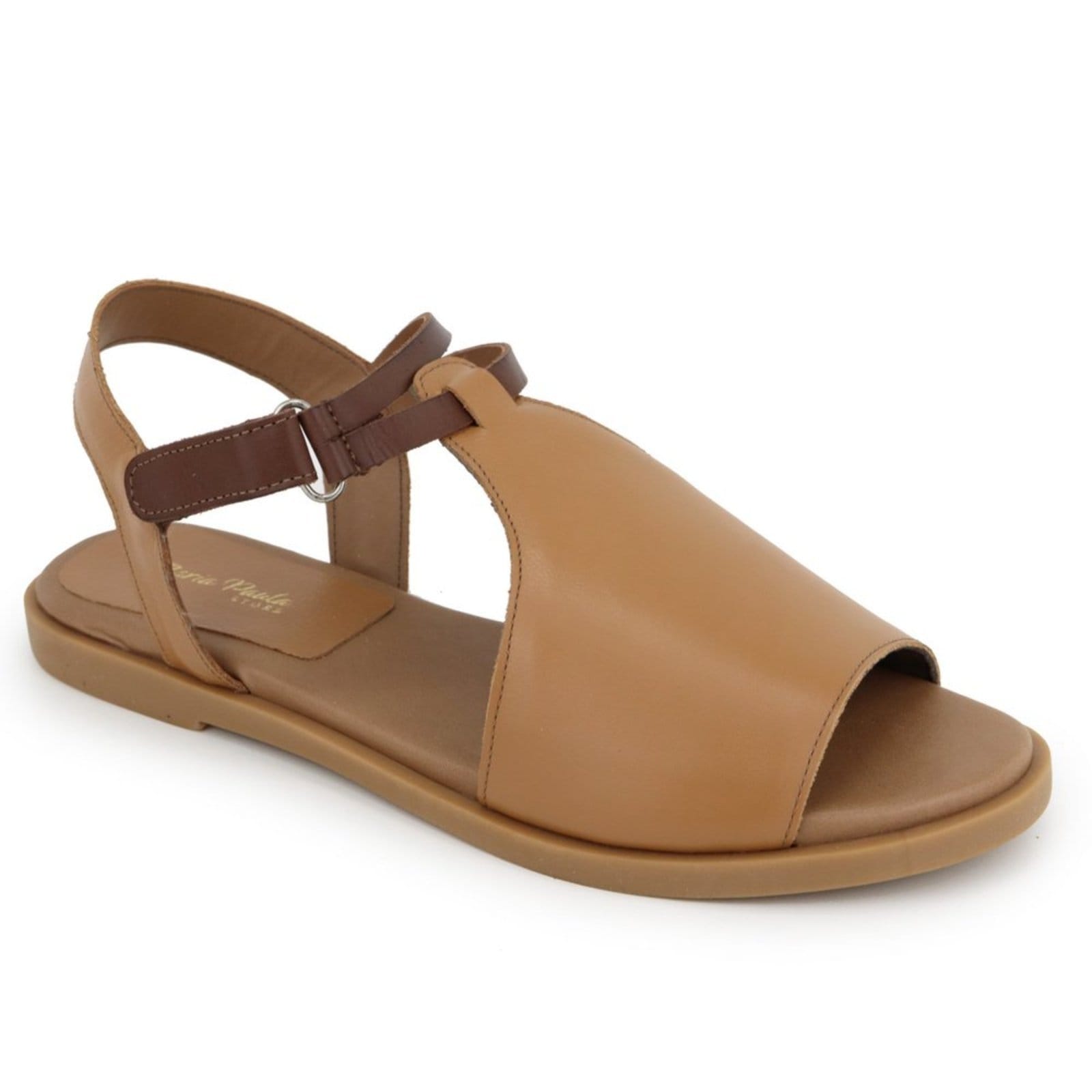 Vista 2 Sandália Rasteira Feminina em Couro Palmilha Extra Conforto Maria Paula Coconut MARIA PAULA marrom