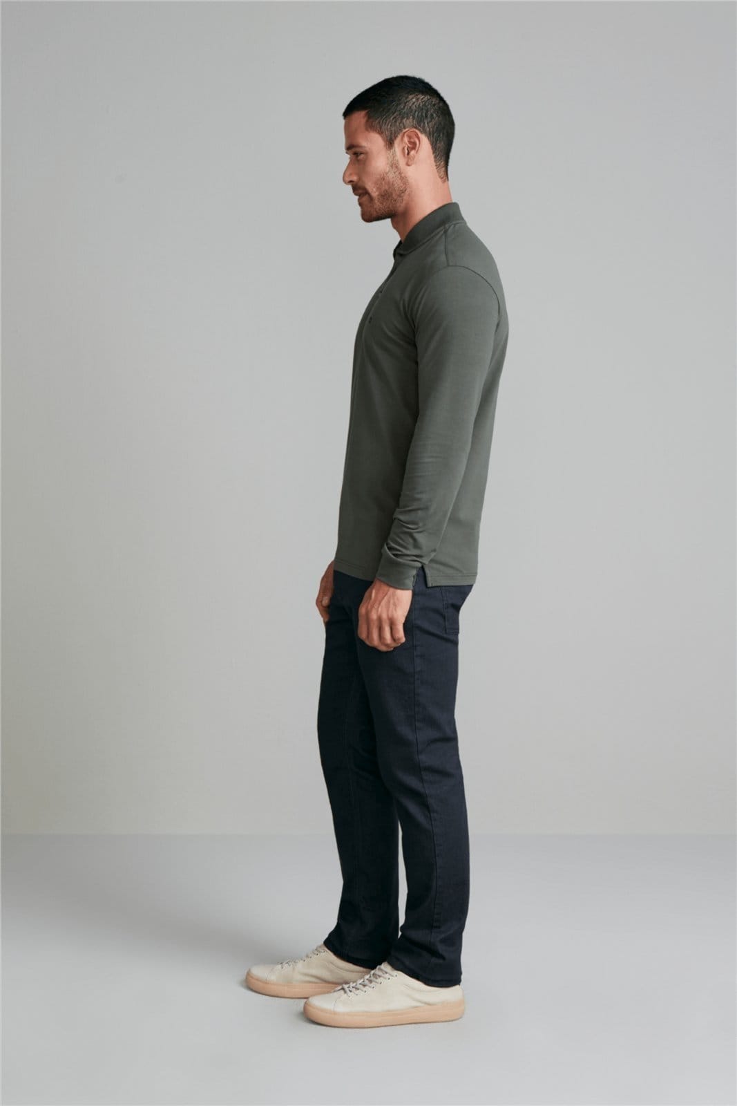 Vista 2 HIGHSTIL Camisa Polo Manga Longa Malha Slim Fit Escuro HIGHSTIL verde