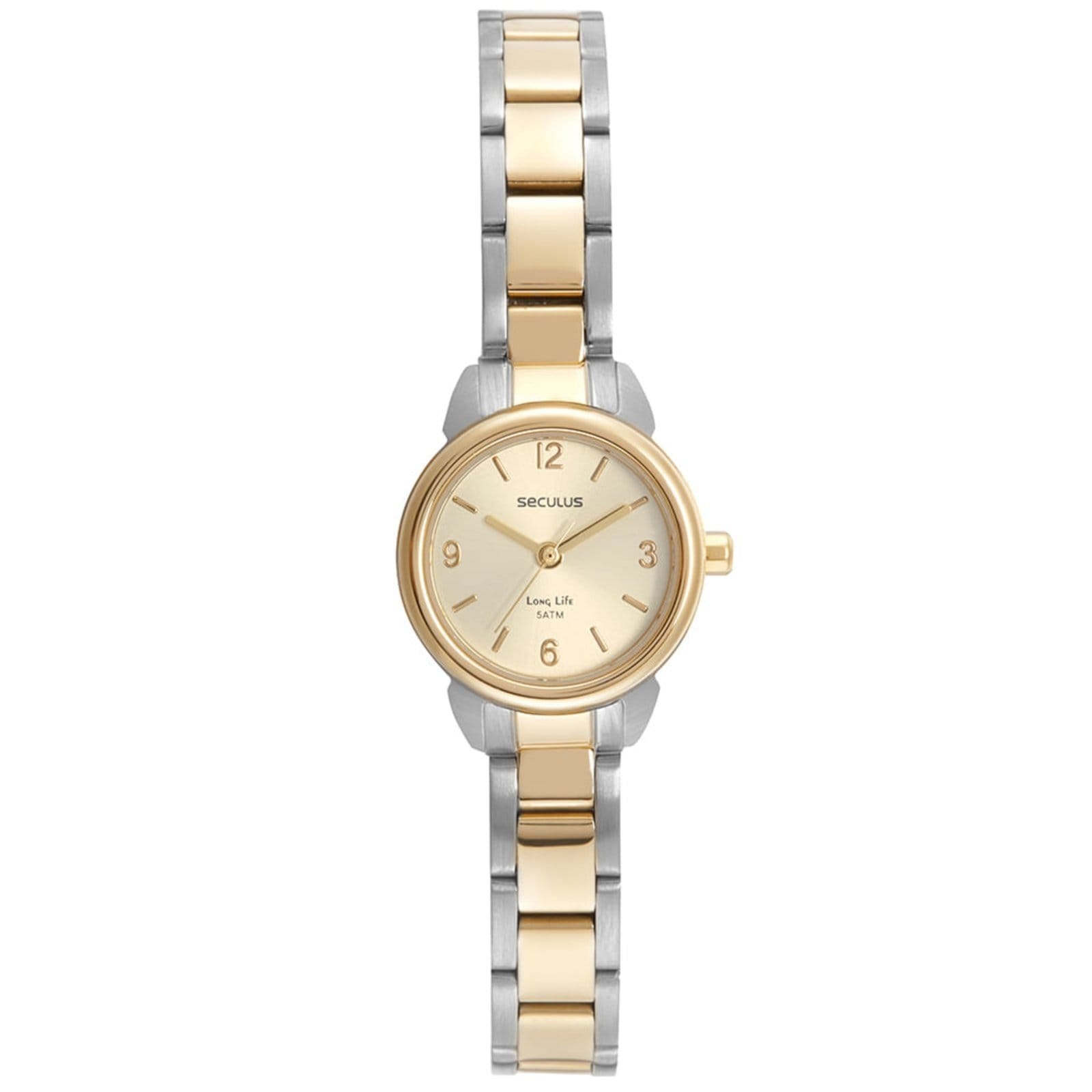 Vista 2 Kit Relógio Feminino Clássico Bicolor Com Pulseira Berloques Seculus prata