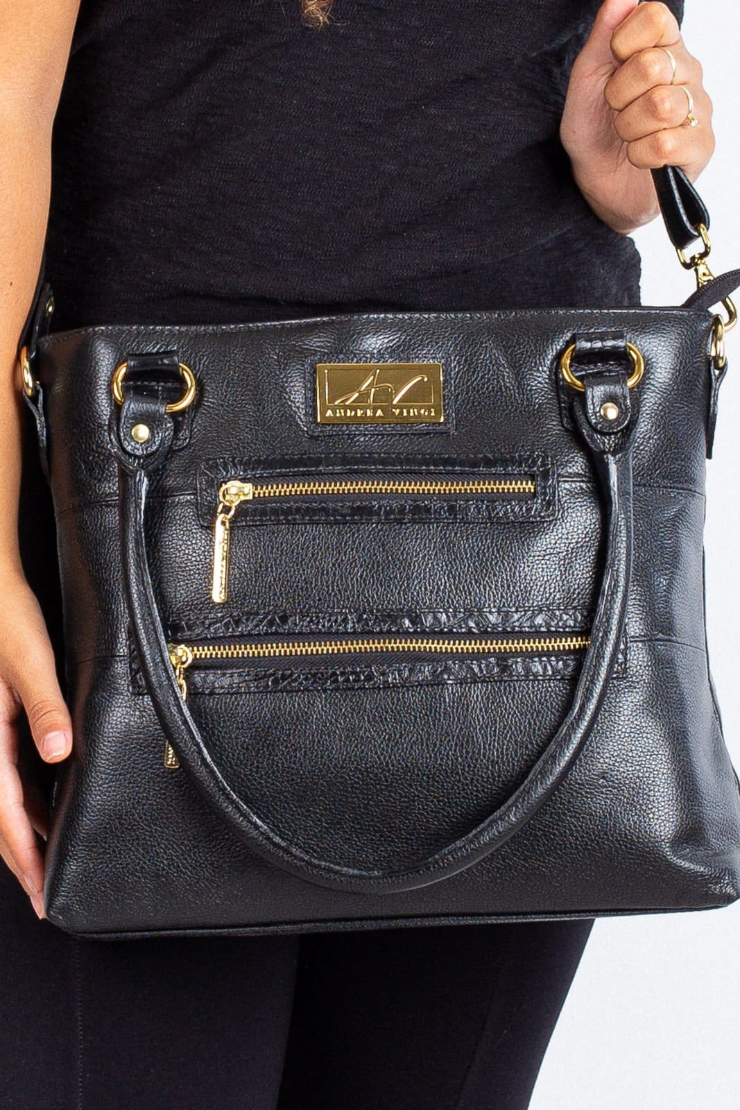 Bolsa de ombro em couro liso Alícia