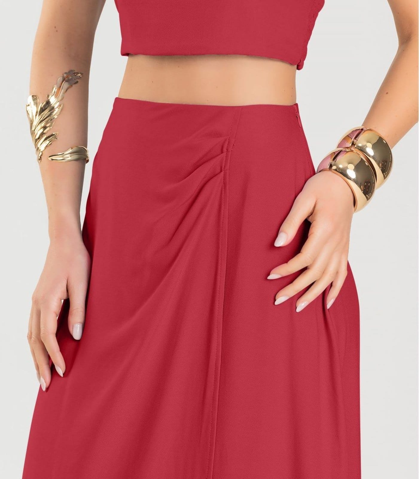 Vista 2 Saia Longa Lisa Feminina Dianna Dianna vermelho