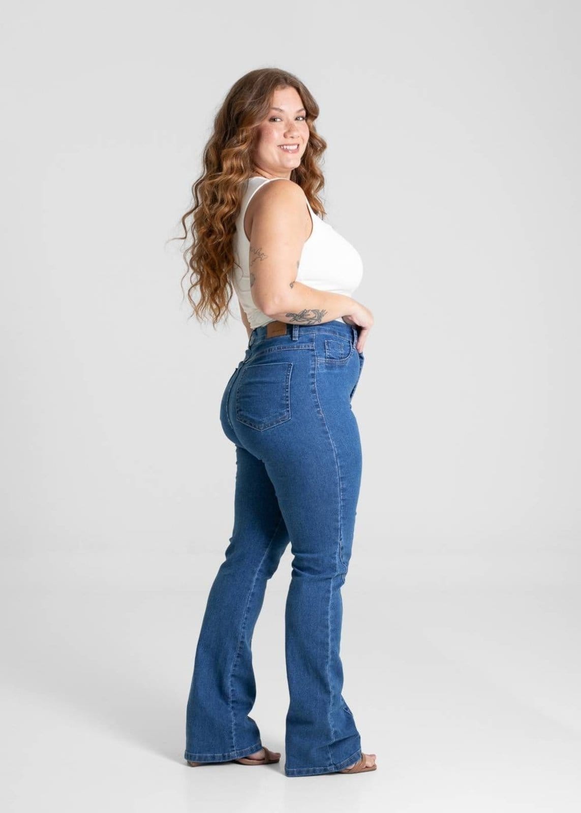 Vista 2 Calça Jeans Sawary Plus Size Bootcut - 281005 Sawary azul