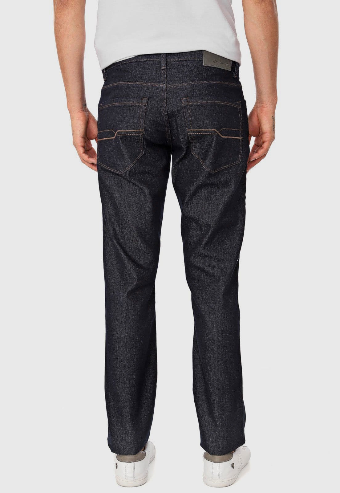 Vista 2 Calça Jeans Dudalina Slim Lisa Azul-Marinho Dudalina azul marinho