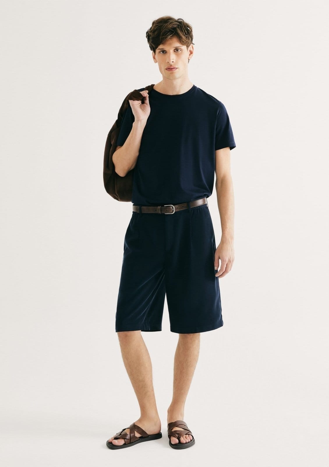 Bermuda Masculina Reta Com Pregas