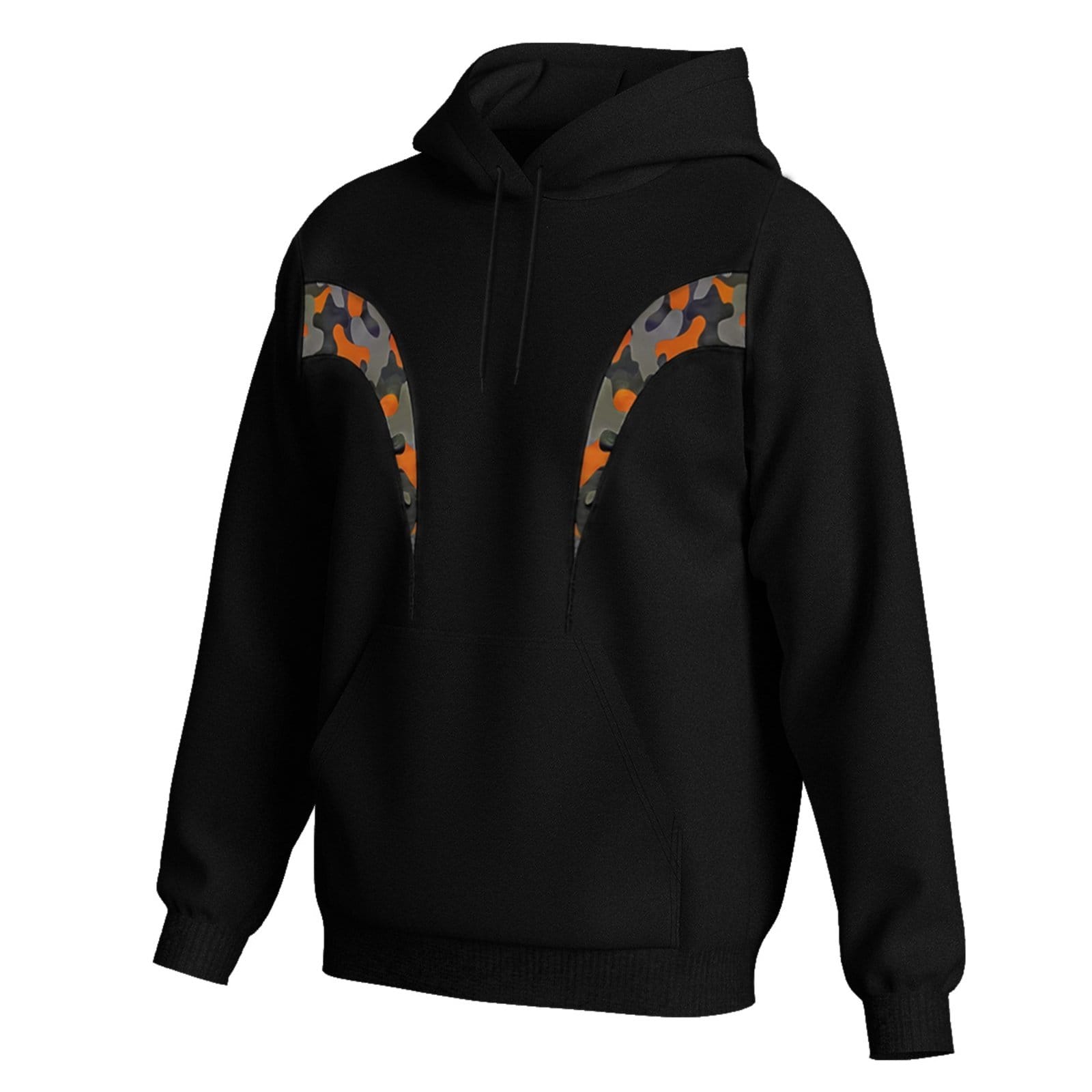 Vista 2 Moletom Canguru Masculino Blusa de Frio Com Capuz e Bolso Estilo Casual Estampado Rambo Relaxado preto