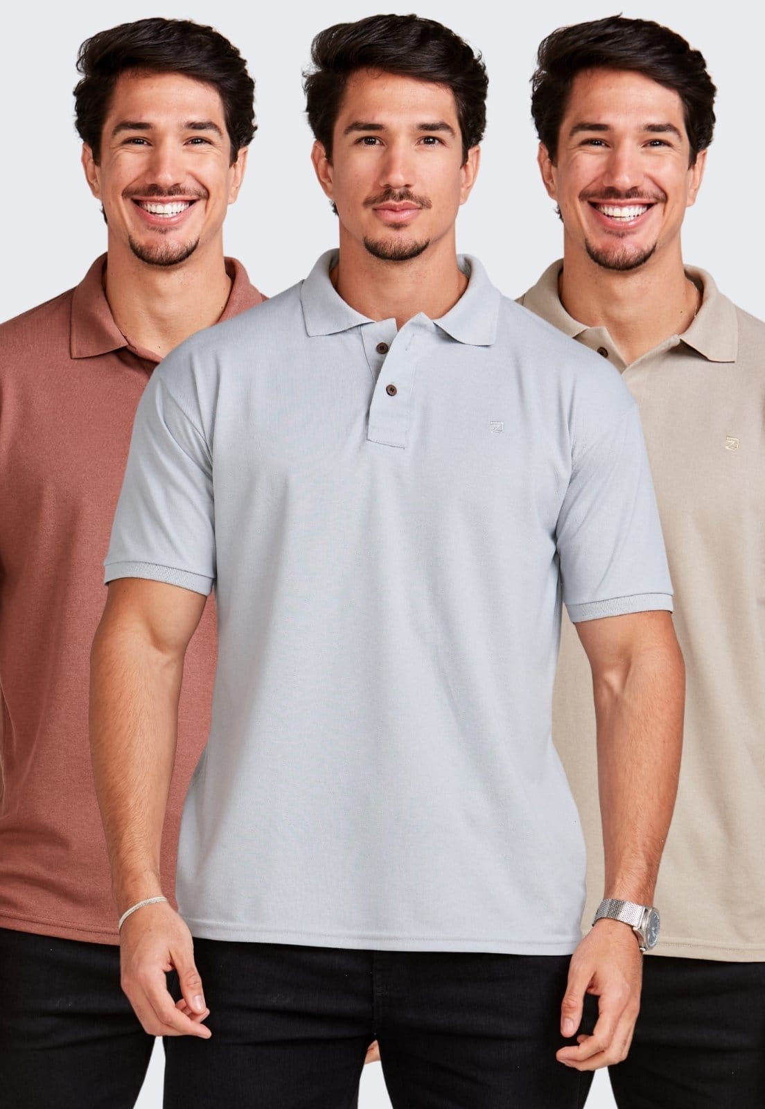 Kit 3 Camisa Polo Masculina Algodão Piquet Daze Modas e Areia