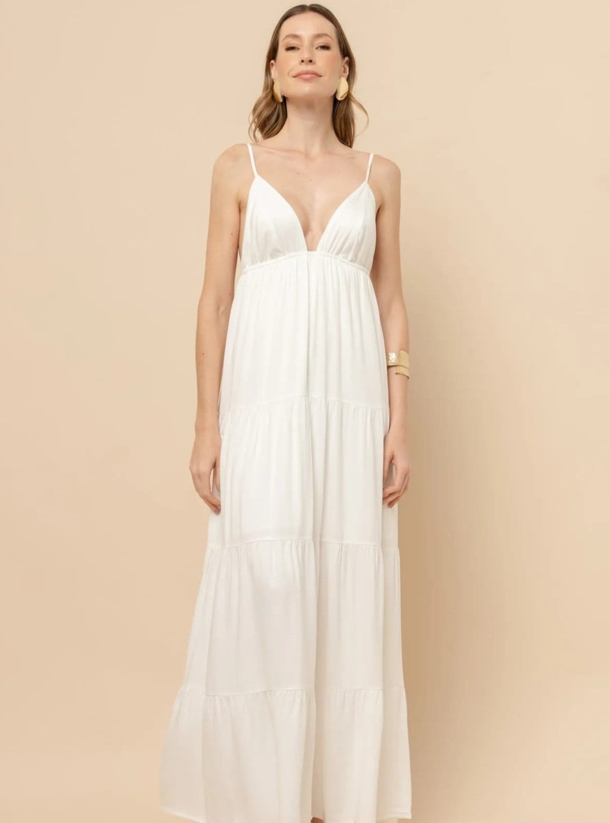 Vista 2 Vestido Longo Cetim Sensitive Noronha Off White VIC BRAND off-white white