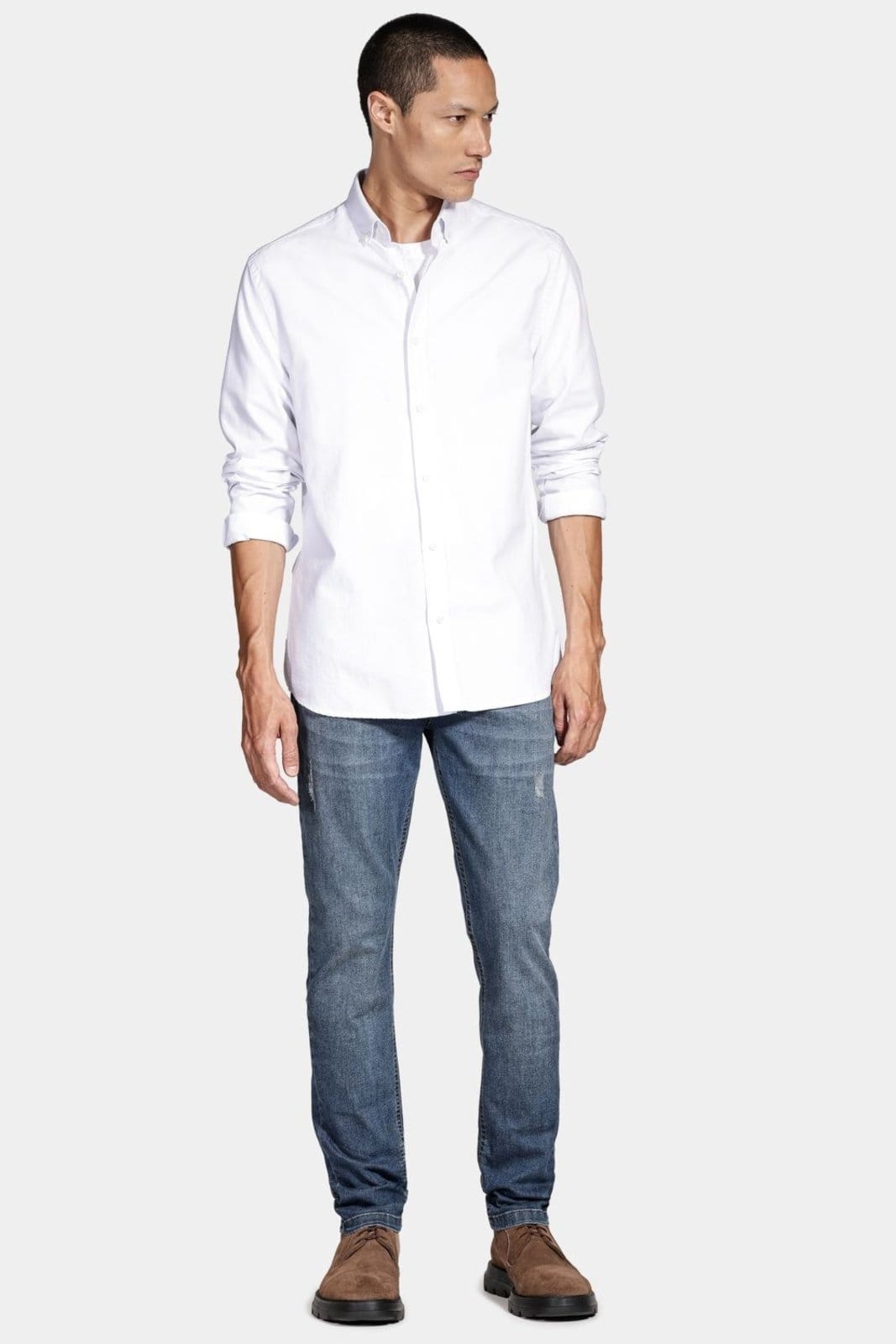 Vista 2 Camisa Aramis Manga Longa Slim Oxford Planalto Osso Aramis branco