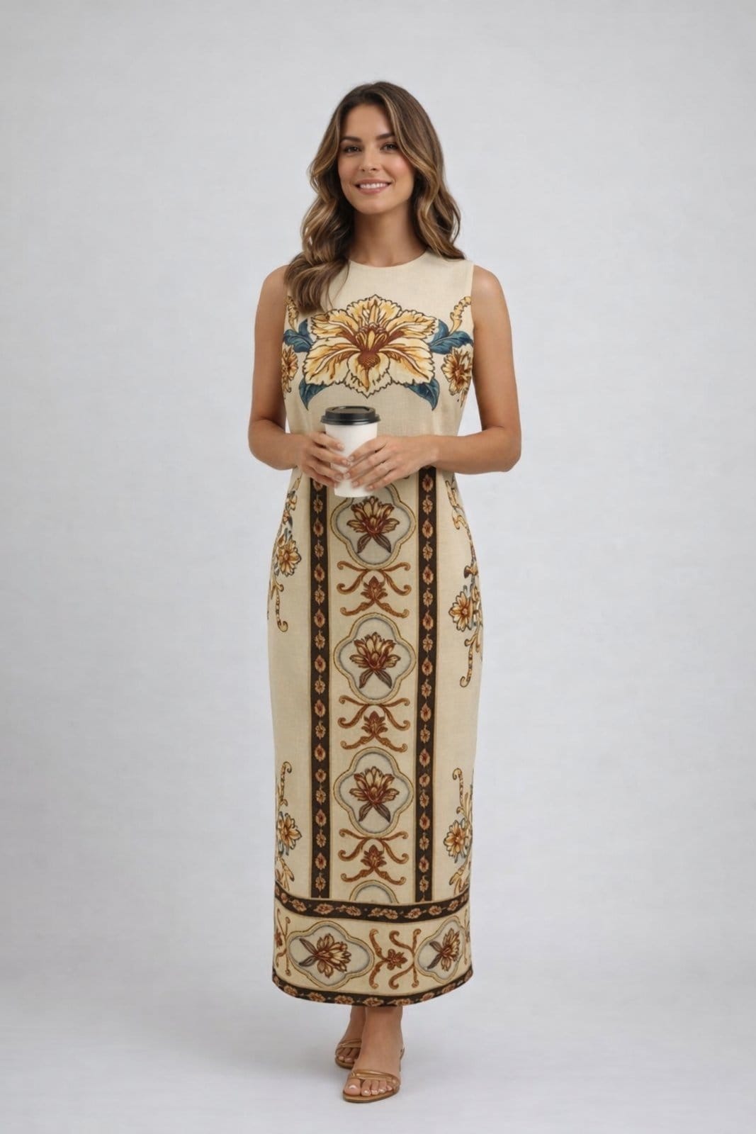 Vista principal Vestido Midi D Bell Outlet Fashion Estampado Off-White D BELL OUTLET FASHION off-white white