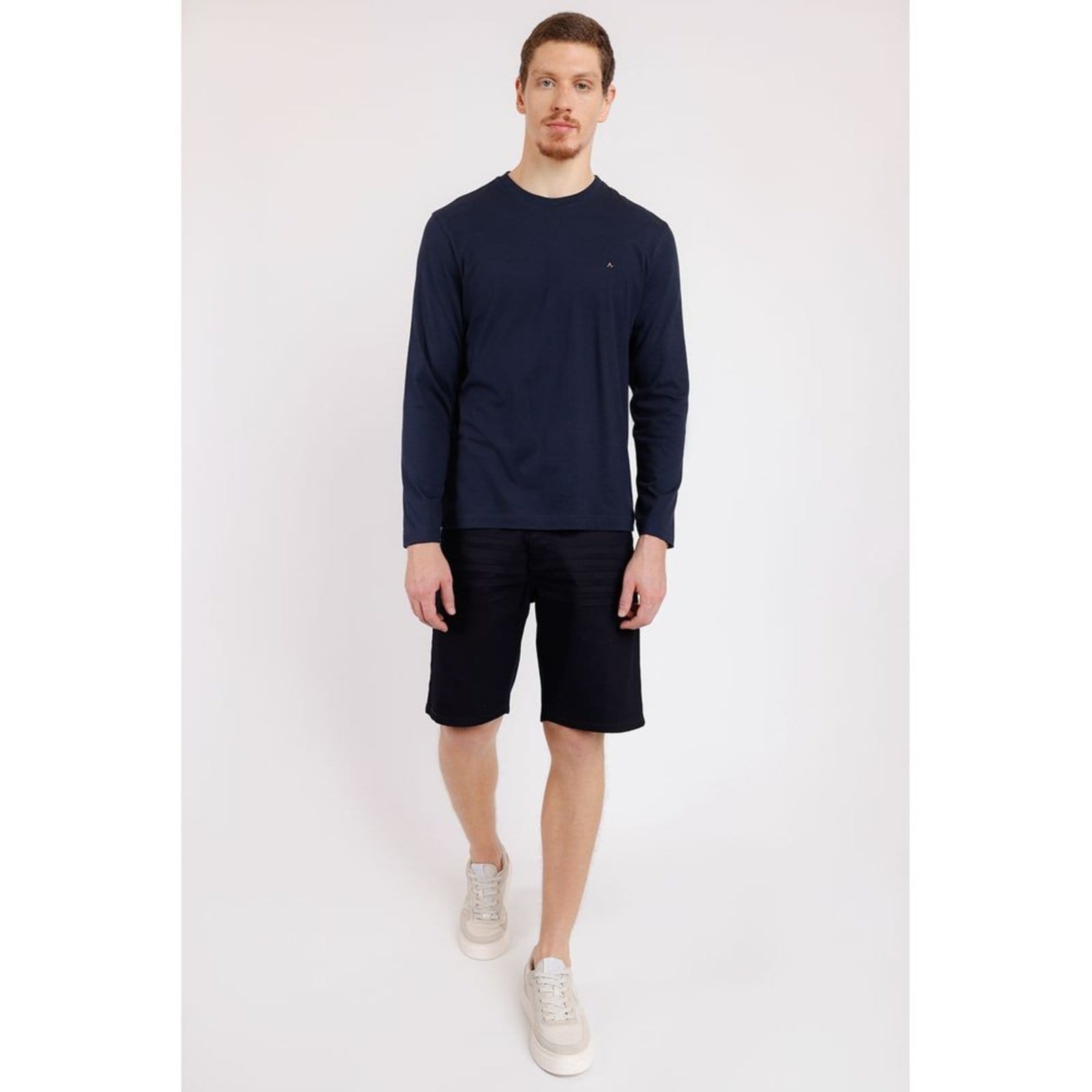 Vista 2 Camiseta Manga Longa Malha Básica Marinho - P Aramis incolor