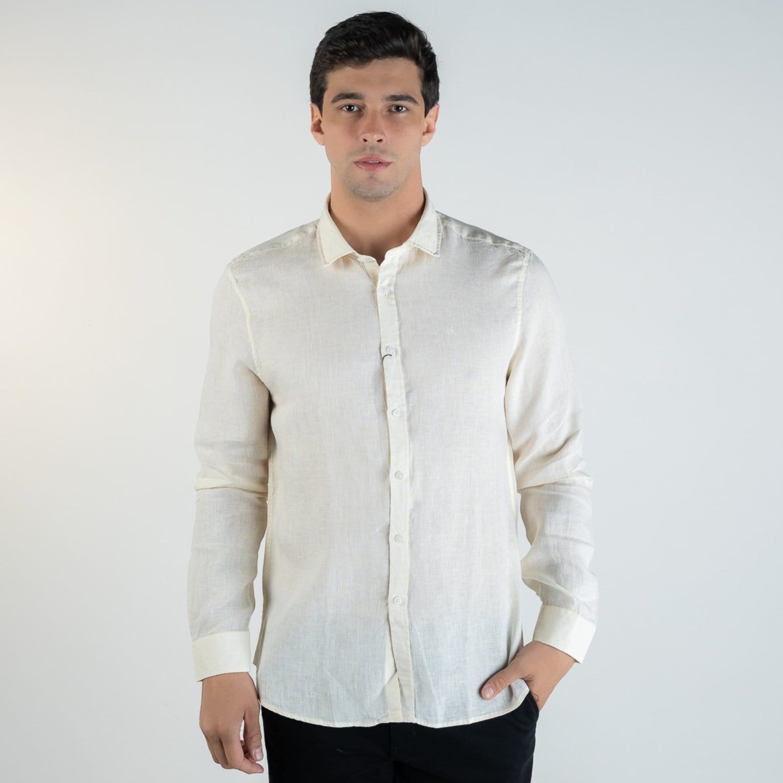 Camisa Calvin Klein Regular Linho Claro