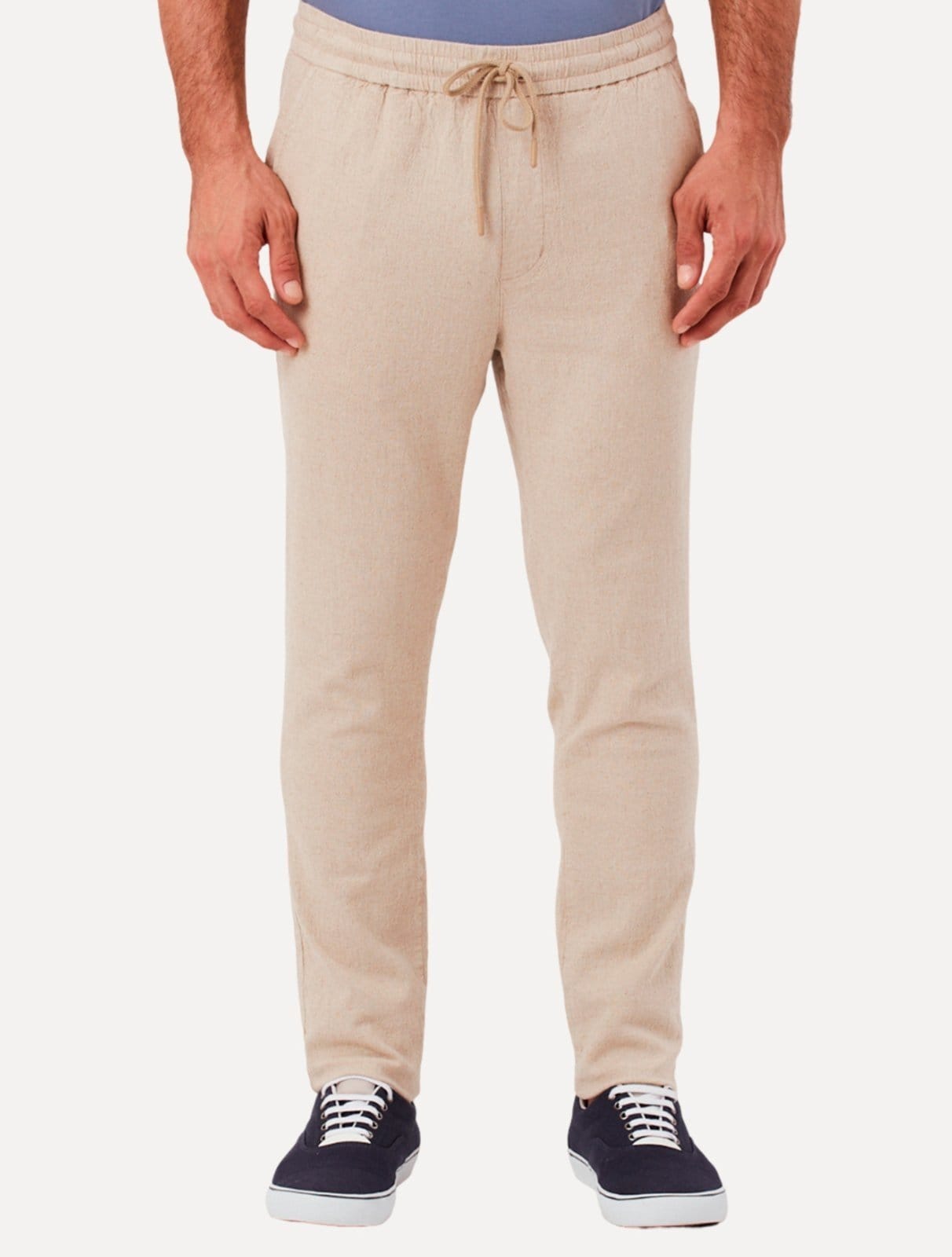 Calça Original Penguin Masculina Relax Sport Linho Lisa Areia Mescla