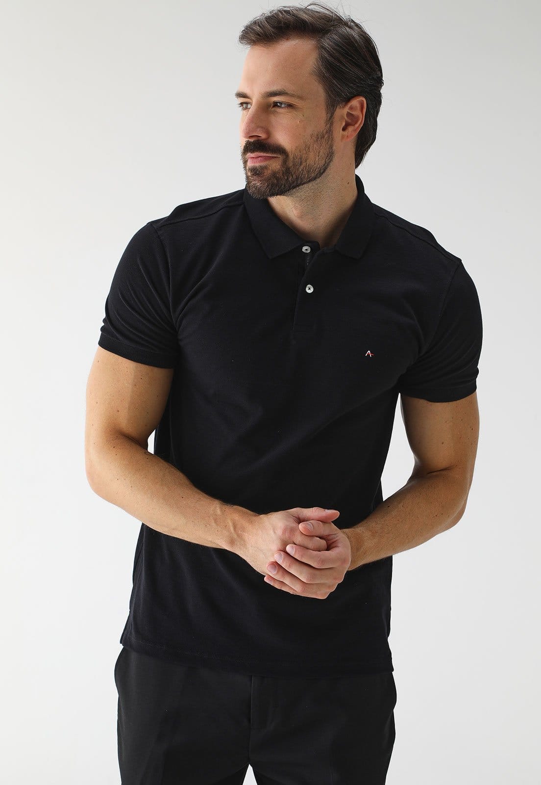 Vista 2 Camisa Polo Aramis Reta Mini Icon Preta Aramis preto