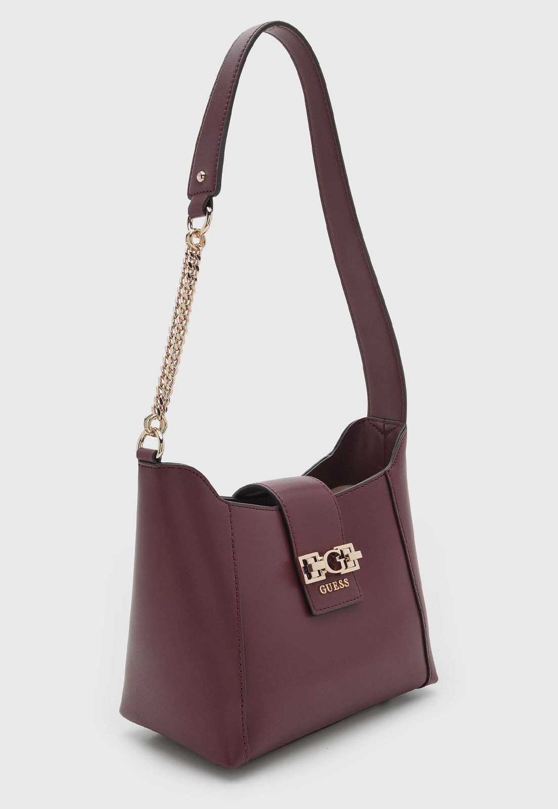 Vista 2 Bolsa Feminina Guess Média Alça Corrente Guess vinho