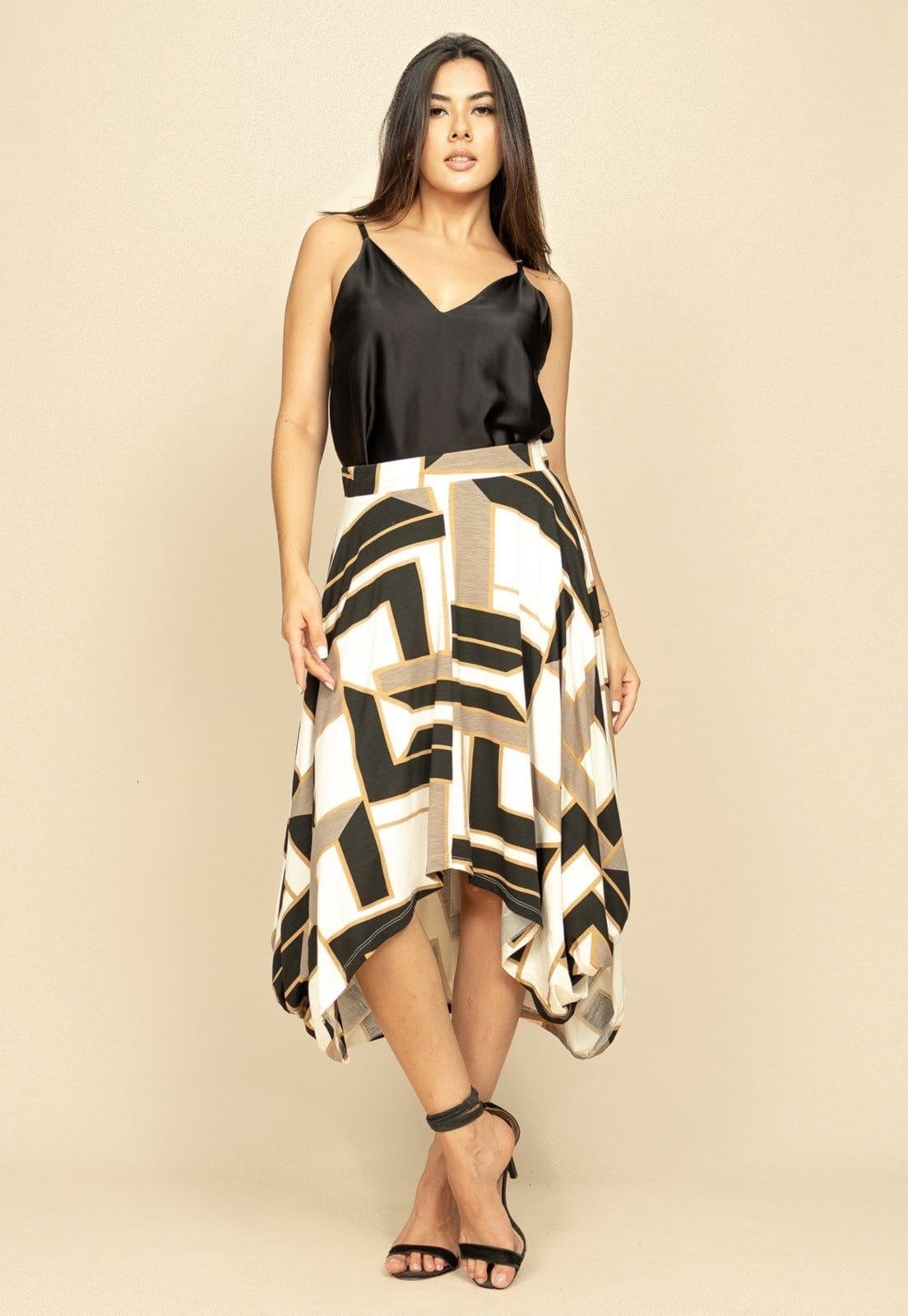 Saia Longa Malha Nó Hippie Chic Estampa Igaci