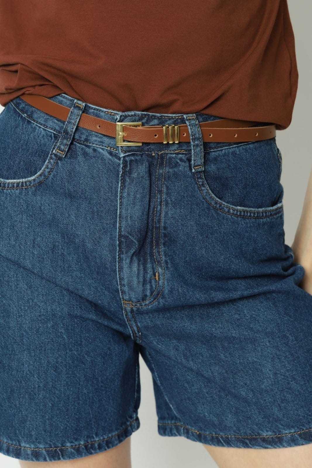 Vista 2 Shorts Jeans Meia Coxa Gazzy azul