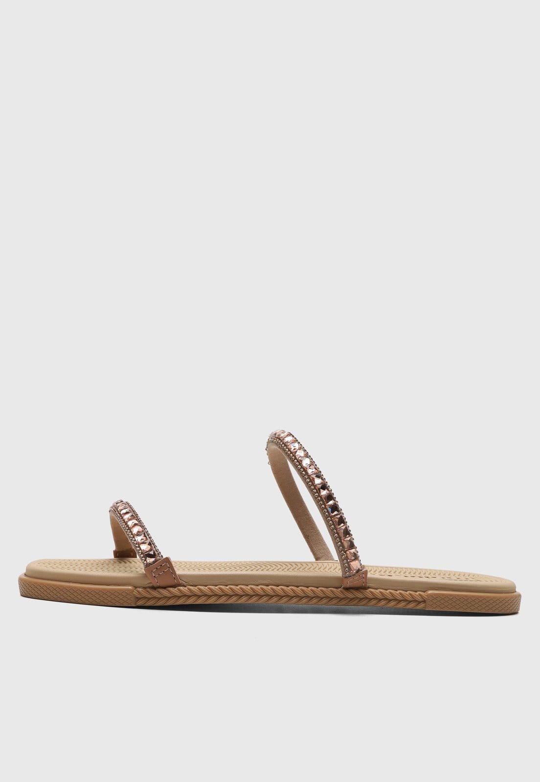 Rasteira Moleca Tiras Pedrarias Rosê