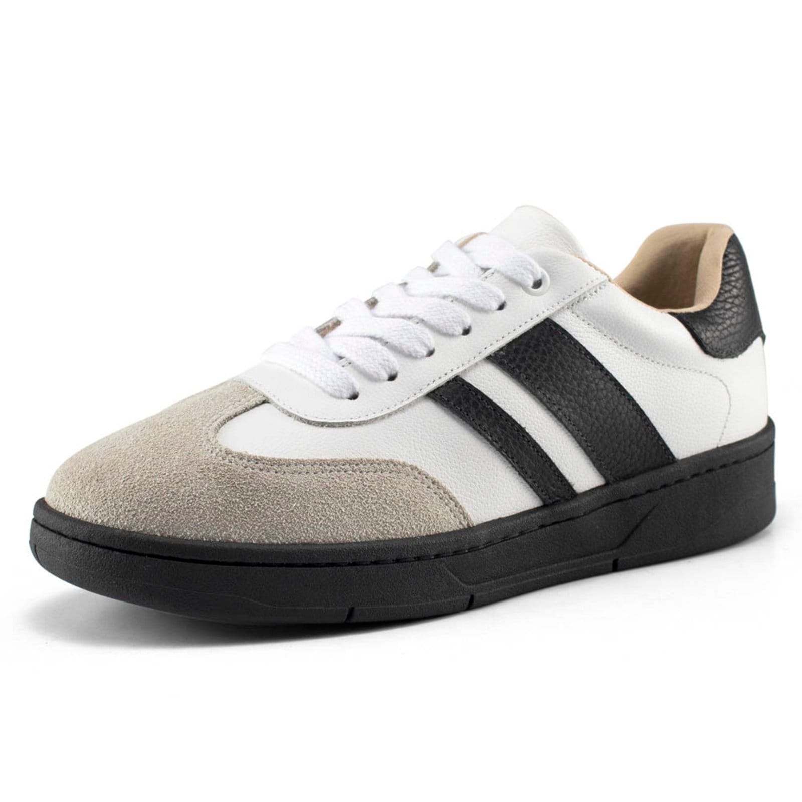 Vista principal Tênis Feminino Bella Nina Casual Dia A Dia Confortável Estilo Camurça Com Bella Nina branco/preto