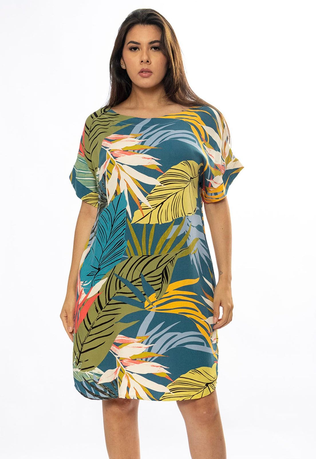 Vestido Curto Cabanafree Viscose com Bolso Estampa Brisa Botânica