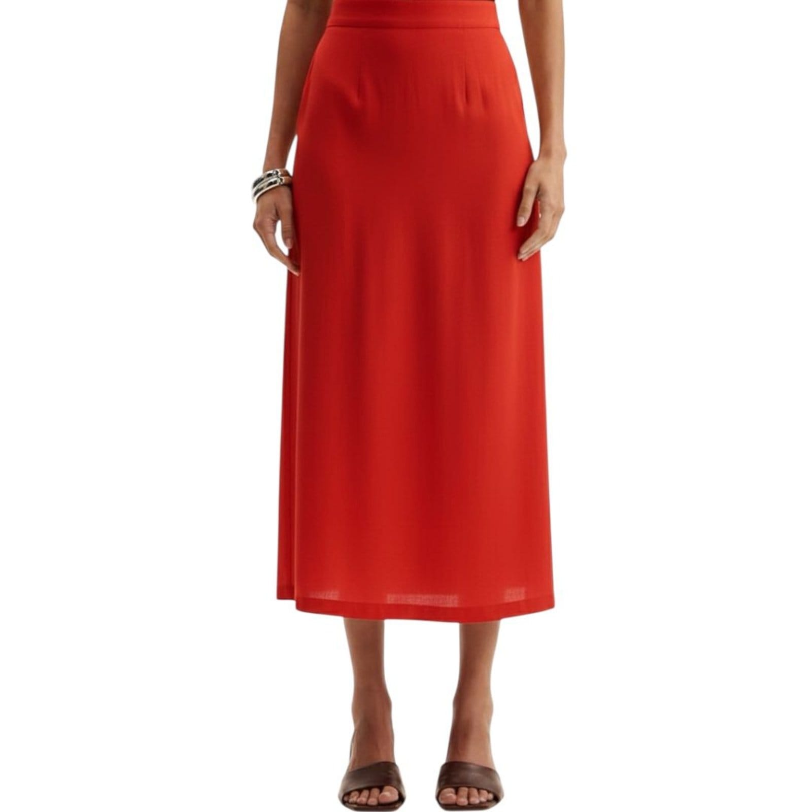 Saia Linho Comfort Midi com Zíper Triton Luxury