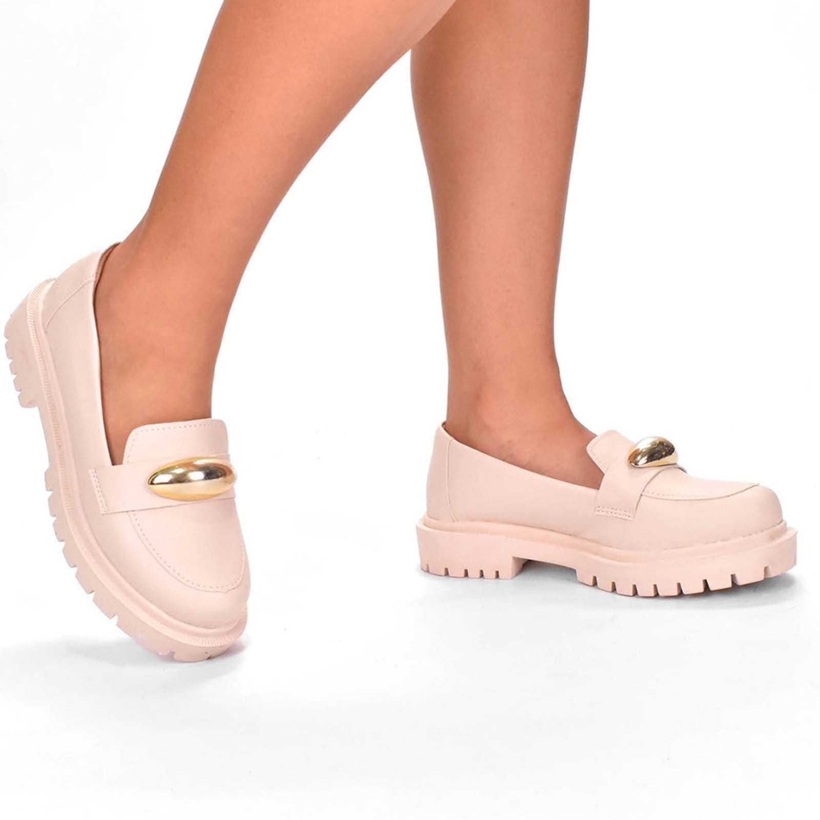 Vista 2 Sapato Feminino Mocassim Tratorado Donatella Shoes Bico Redondo Confort Enfeite Grande Off White Donatella Shoes off-white white