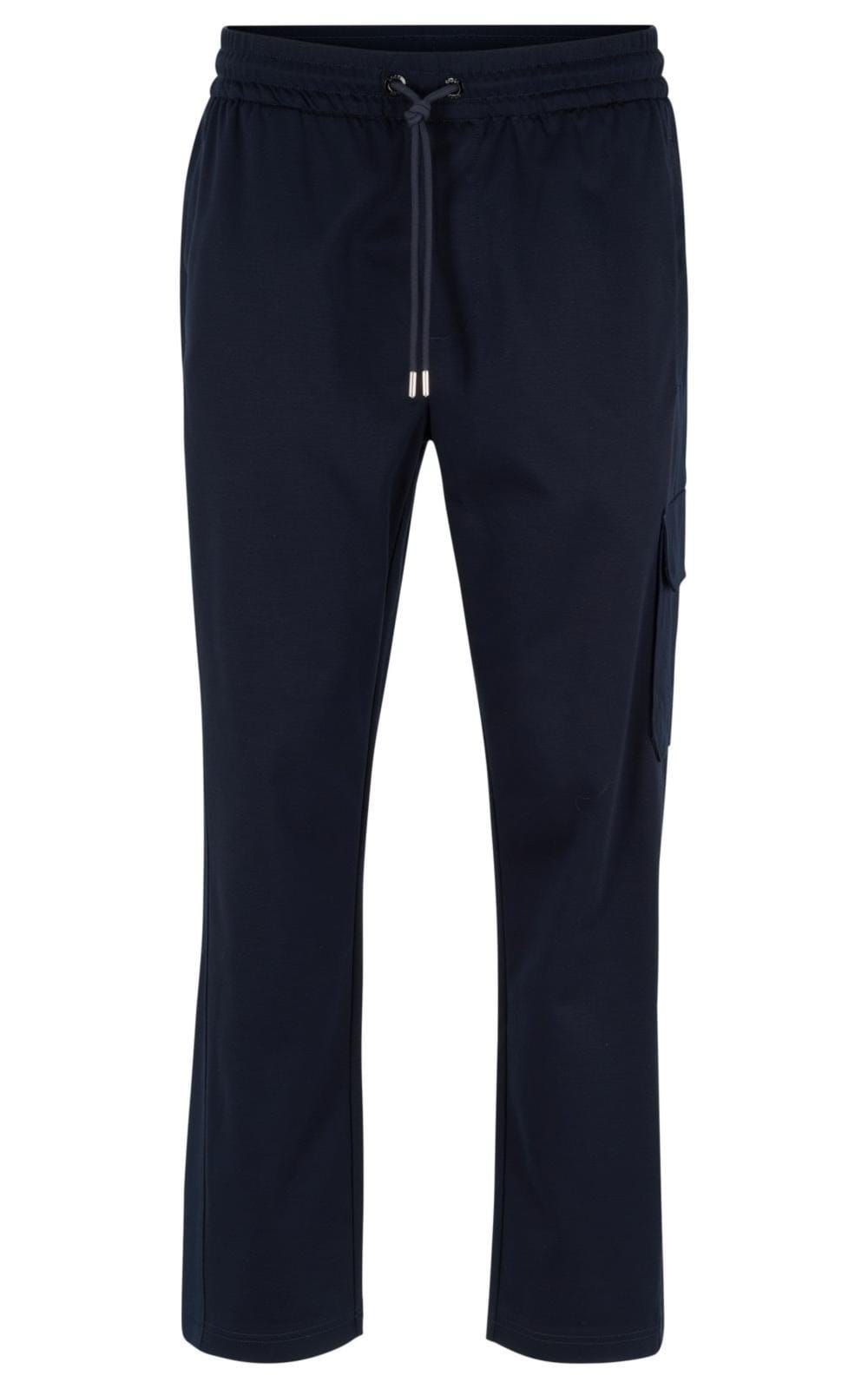Vista principal Calças De Treino Com Painel Tonal Em Mistura De Algodão Mercerizado Boss azul marinho
