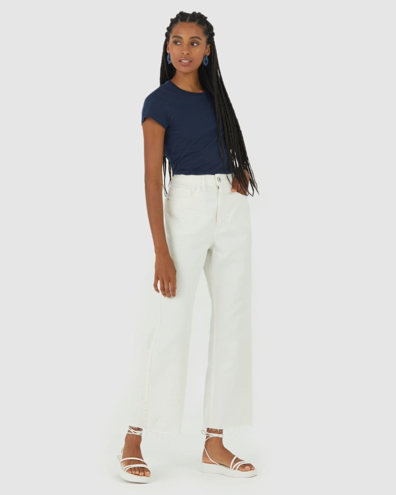 Vista 2 Blusa Básica Feminina Baby Look Em Algodão Malwee azul