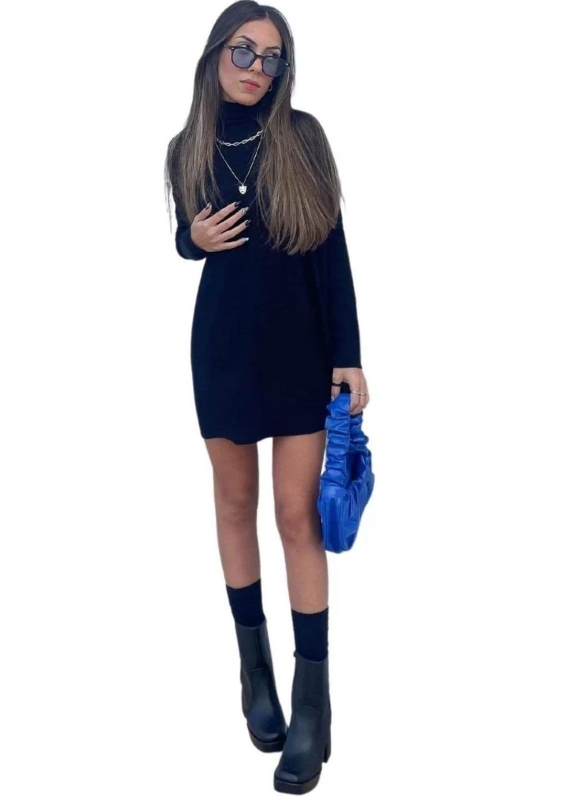 Vista principal Blusão Vest Legging Lãnzinha Manga Longa Outono Inverno Cia do Vestido preto