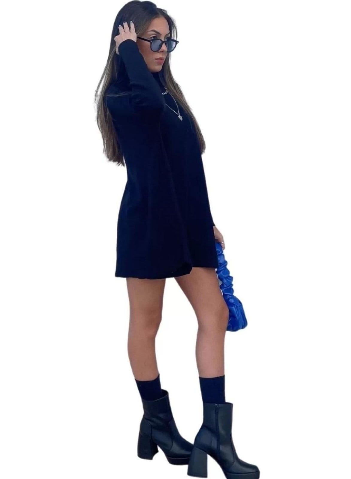 Vista 2 Blusão Vest Legging Lãnzinha Manga Longa Outono Inverno Cia do Vestido preto