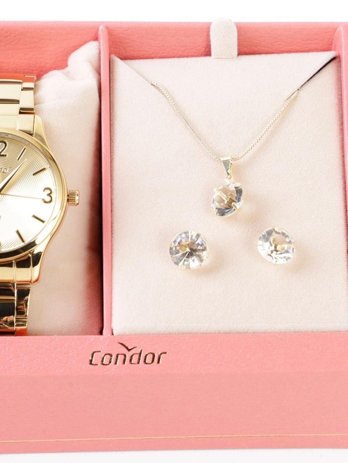 Vista 2 Kit Relógio Condor Feminino Dourado Condor unico