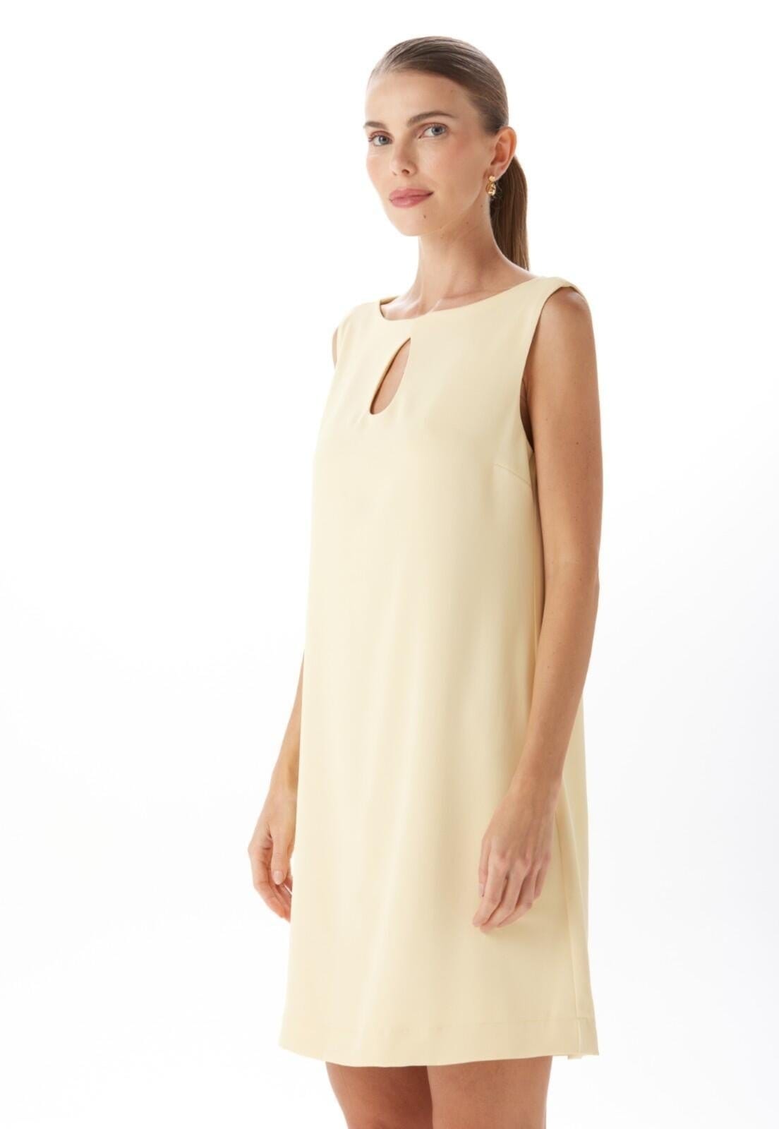 Vista 2 Vestido Curto Sem Mangas Traymon Manteiga - XGG Traymon amarelo