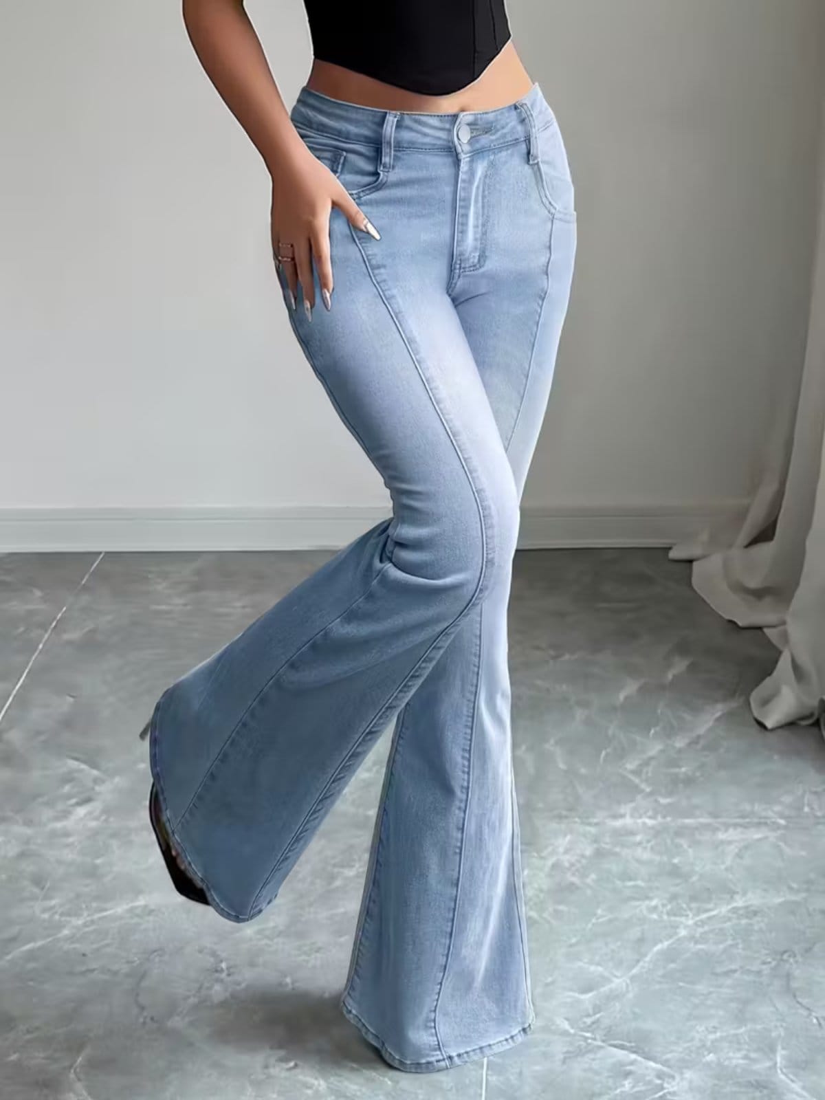 Calça Jeans Flare Alpha Street Wear Clara Feminina Cintura Alta e Caimento Perfeito