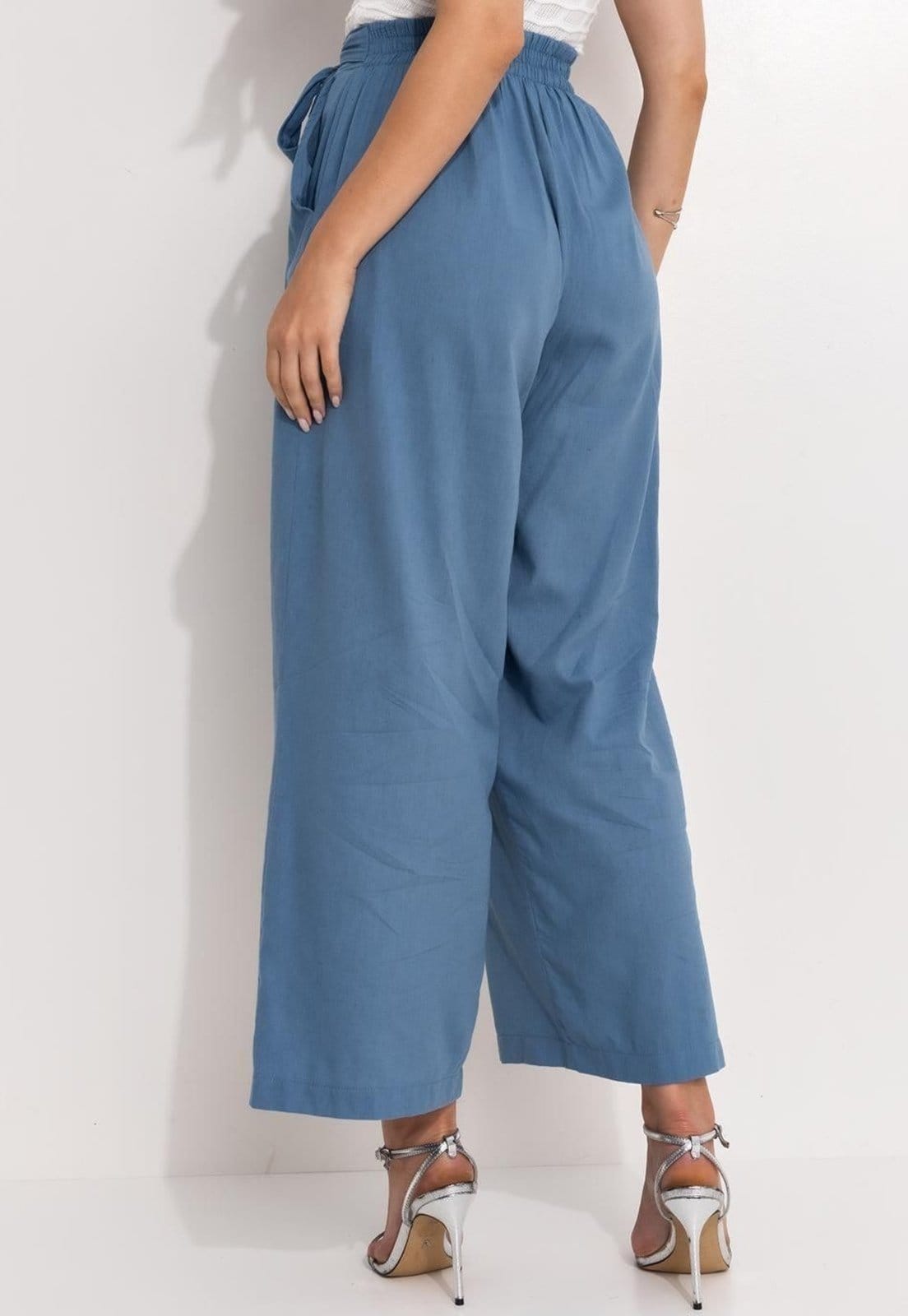 Vista 2 Calça Em Linho Quintess preto