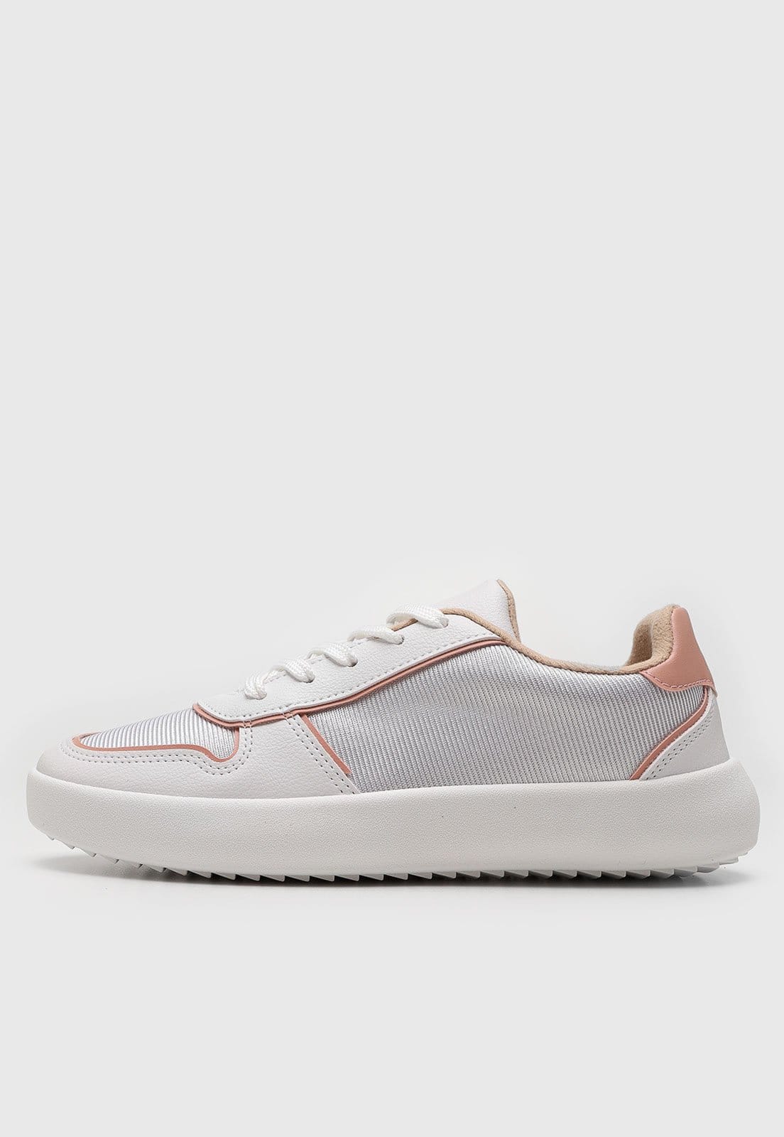 Tênis Feminino Moleca Listras Branco e Rosa