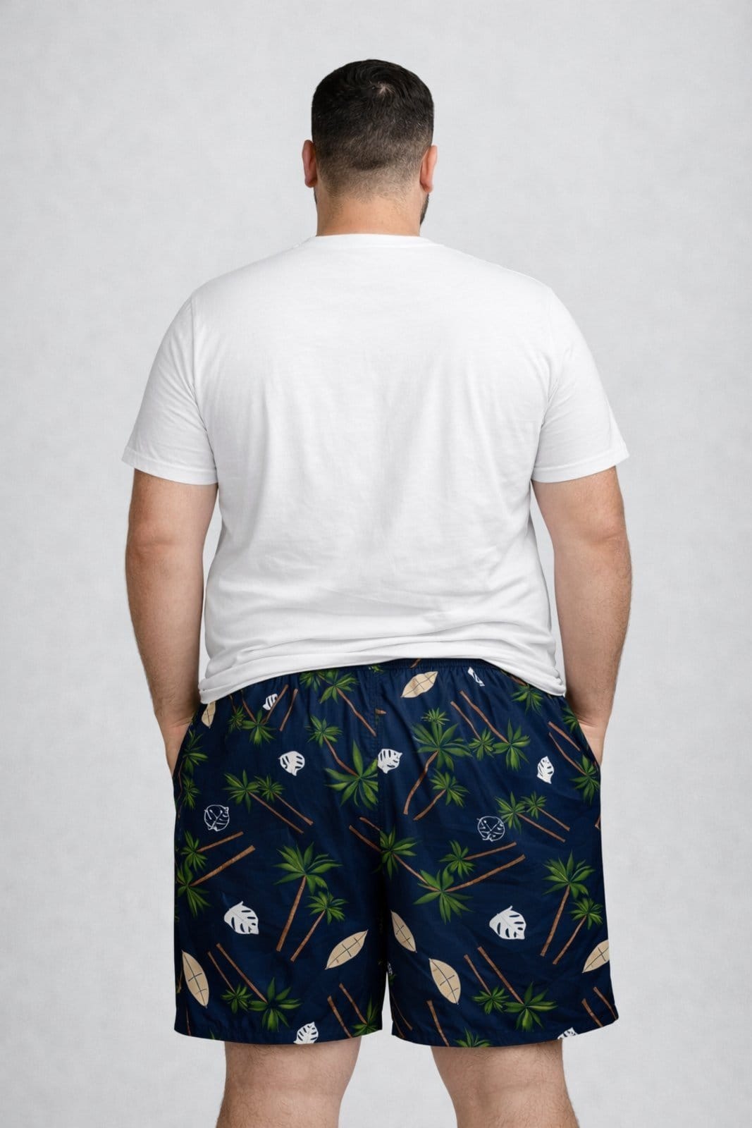 Vista 2 Bermuda Plus Size D Bell Outlet Fashion Estampa Palmeira D BELL OUTLET FASHION azul marinho